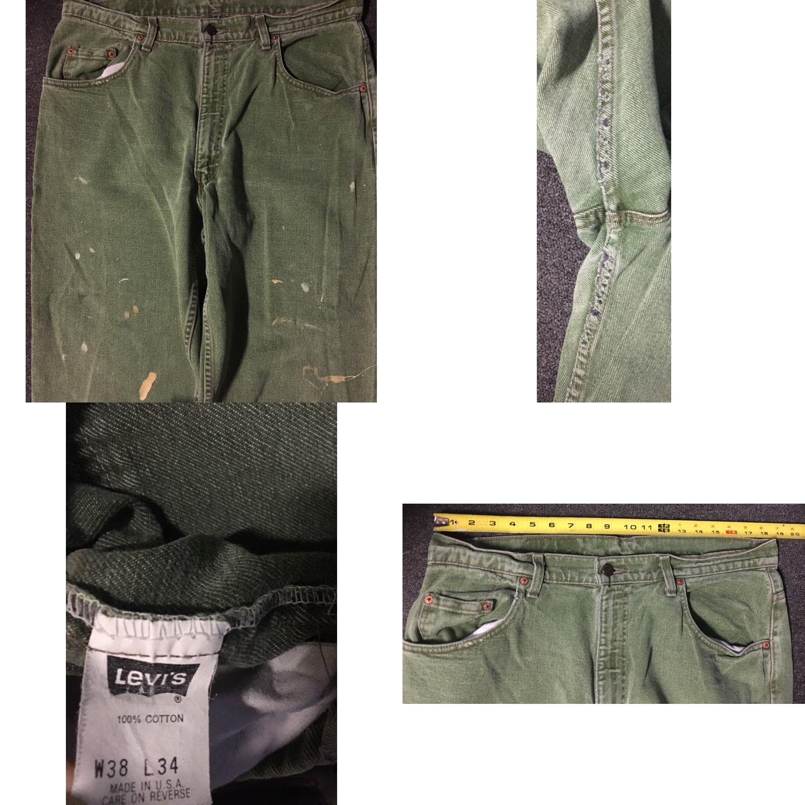 Levi's VINTAGE Levi’s Jeans Main Selling Point Levi’s 560 Tapered Mens 38 Green Denim 90s Grunge Paint Distressed 80s 90s Biker Rock USA Size US 38 / EU 54 - 8 Thumbnail