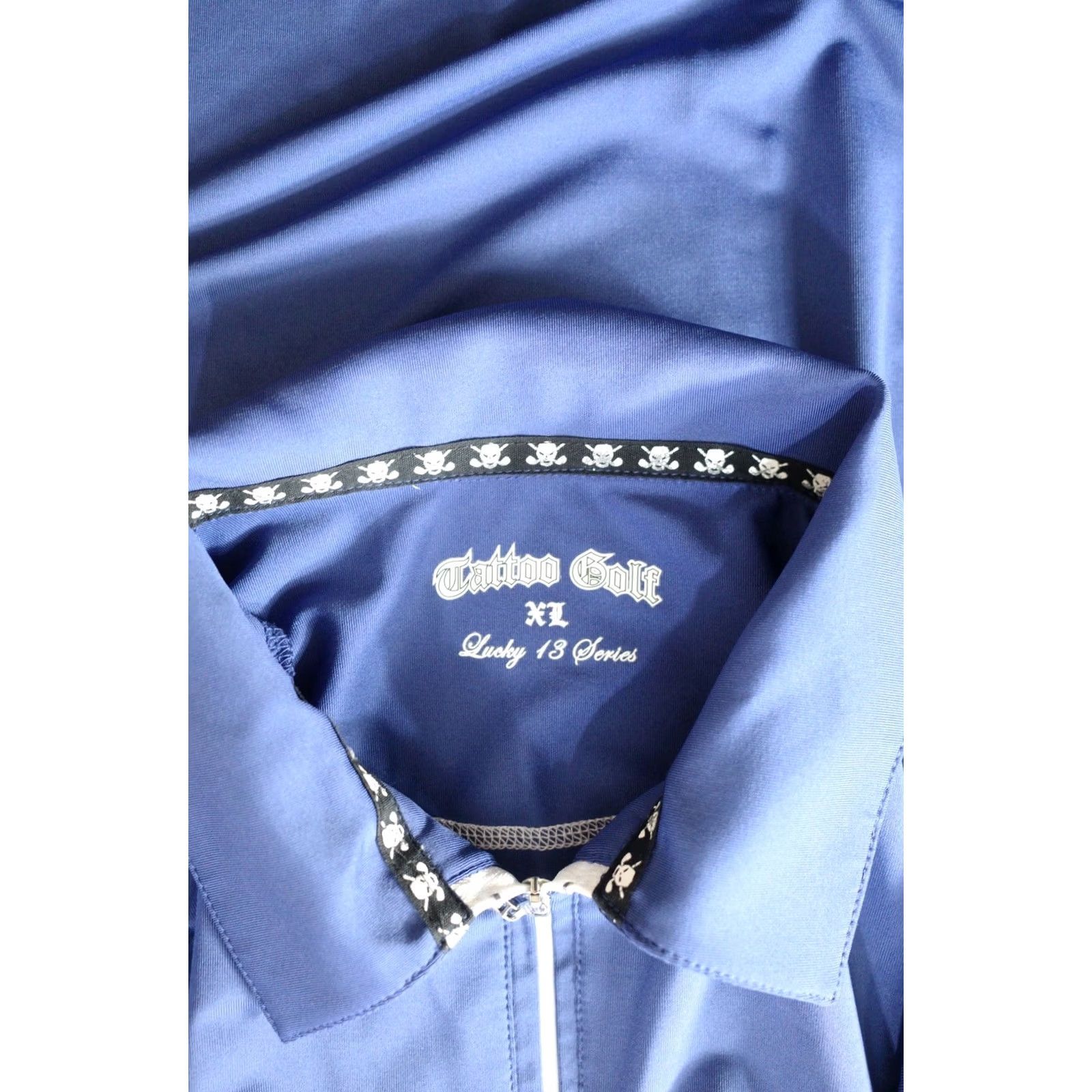 Vintage Tattoo Golf Polo Mens XL Short Sleeve 1/4 Zip Skull Logo Performance Blue Size US XL / EU 56 / 4 - 3 Thumbnail