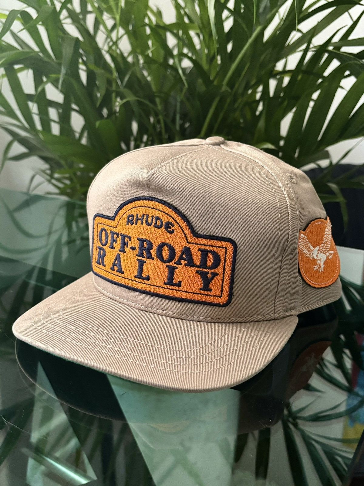 image of Rhude “Patch Racing Rally” Hat in Taupe, Men's