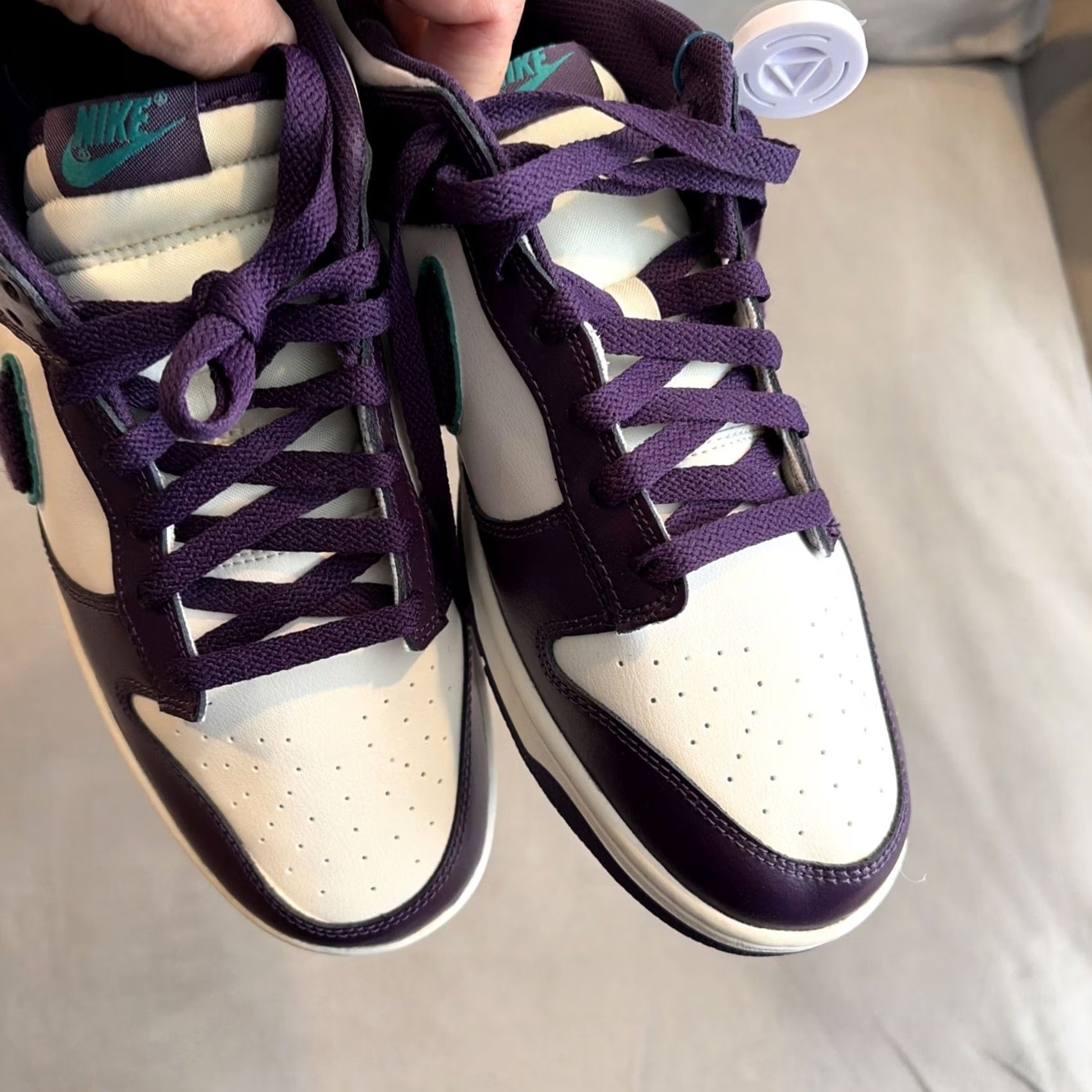Nike Nike Dunk Low Chenille Swoosh Grand Purple - Size 12.5 Men's Sneaker White Leather 2022 DQ7683-100 Size US 13 / EU 46 - 4 Thumbnail