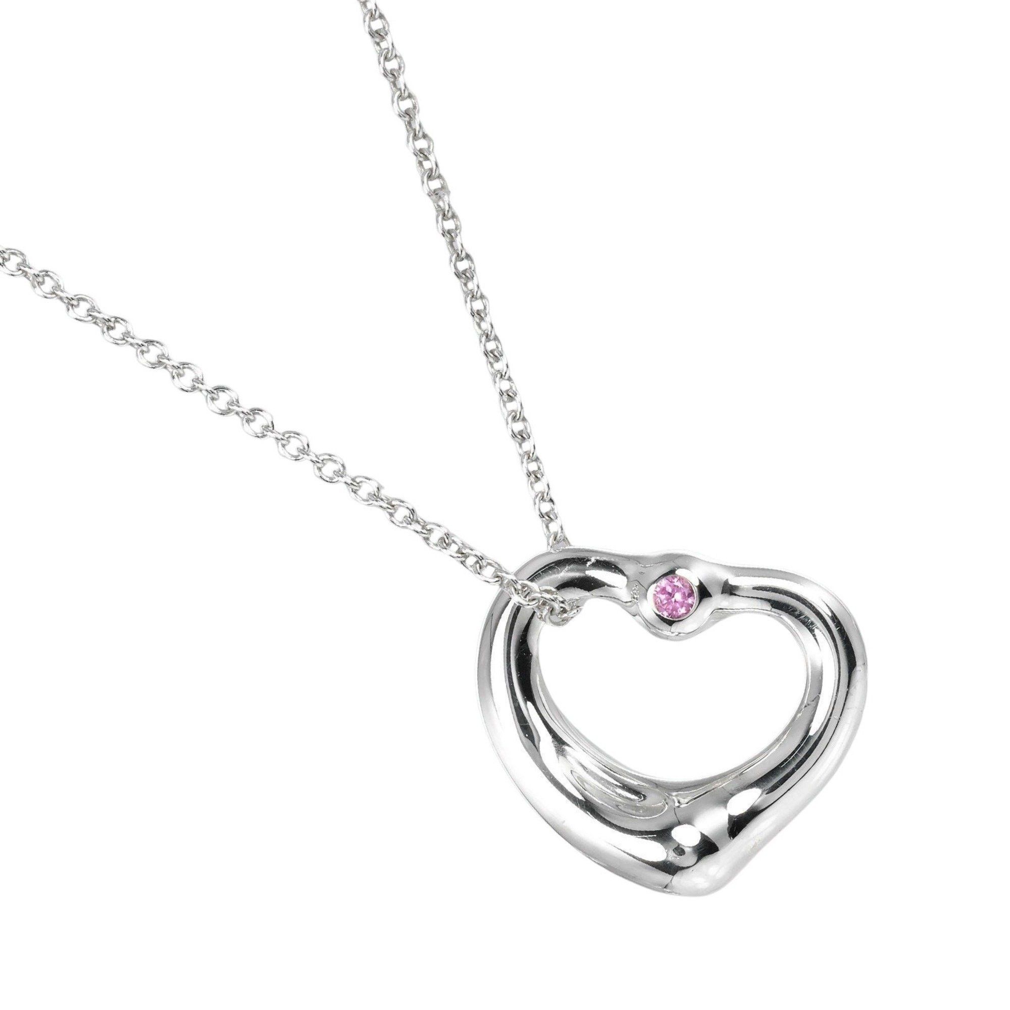 Tiffany & Co. Tiffany & Co. Open Heart Necklace in 925 Sterling Silver with Pink Sapphire, Approximately 3.5g Size ONE SIZE - 1 Thumbnail