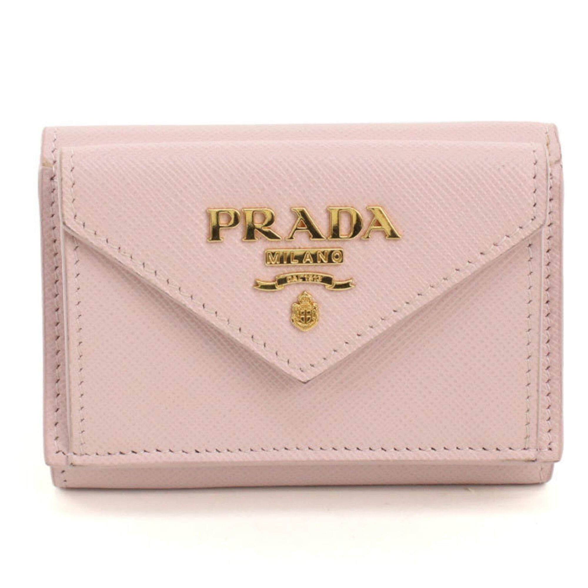 Prada PRADA Tri-fold Wallet 1MH021 Saffiano Leather Women's Pink Size ONE SIZE - 1 Thumbnail