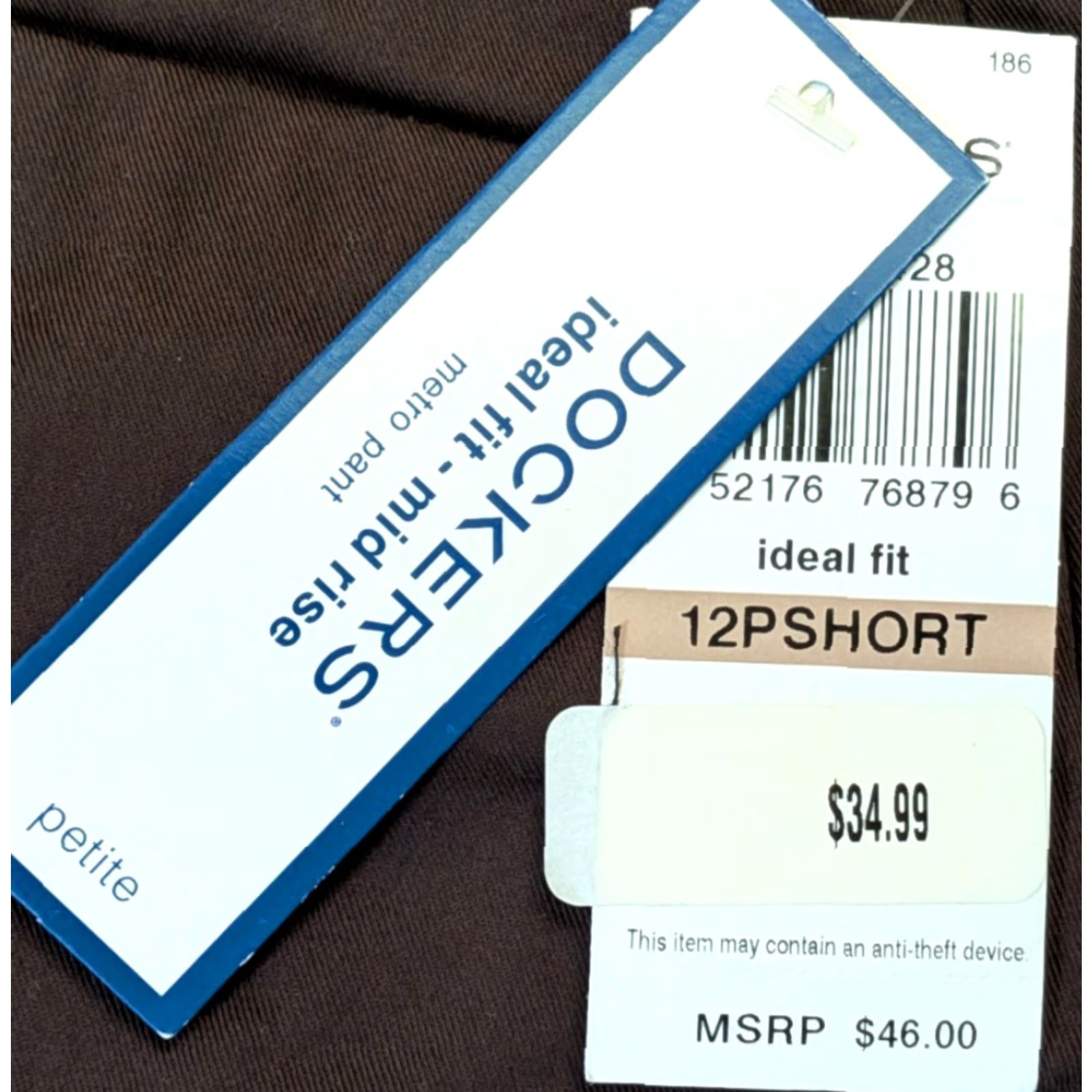 Dockers DOCKERS Pants Petite Mid Rise Ideal Fit 12P Short Brown Cotton Womens Metro Pants Size 34" / US 12 / IT 48 - 7 Thumbnail