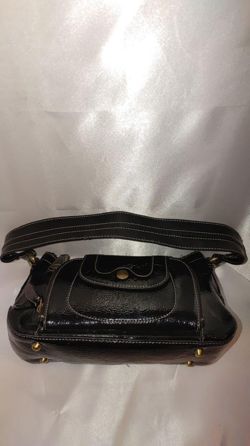 Vera Pelle Perlina New York Baguette Patent Leather Shoulder Bag Size ONE SIZE - 9 Thumbnail