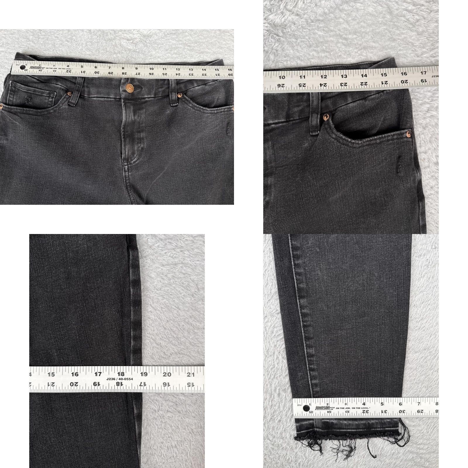 Express Express Jeans Skinny Black Mid Rise Women's 12 Denim 31x28 Stretch 5-Pocket Zip Button Raw Hem Vintage No Size 34" / US 12 / IT 48 - 9 Thumbnail