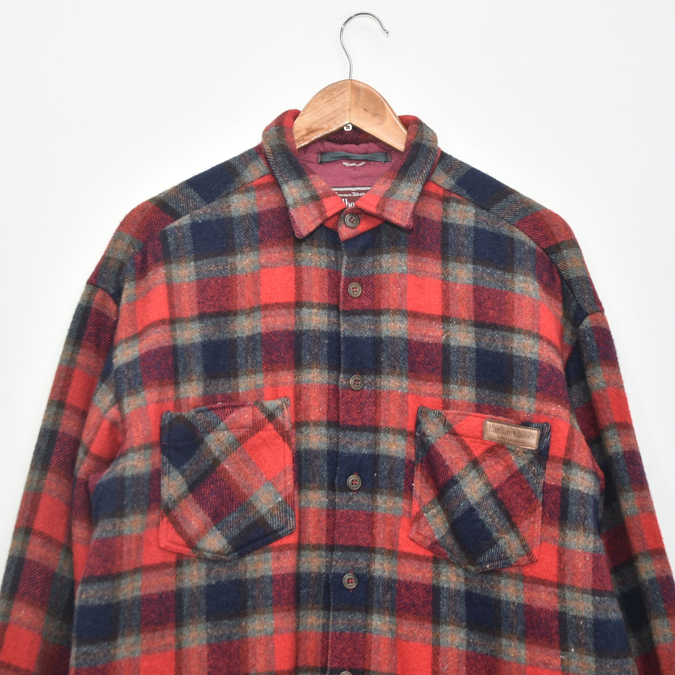 Marlboro Classics MARLBORO CLASSICS Wool Flannel Shirt Plaid Western XL-L Size US XL / EU 56 / 4 - 2 Thumbnail