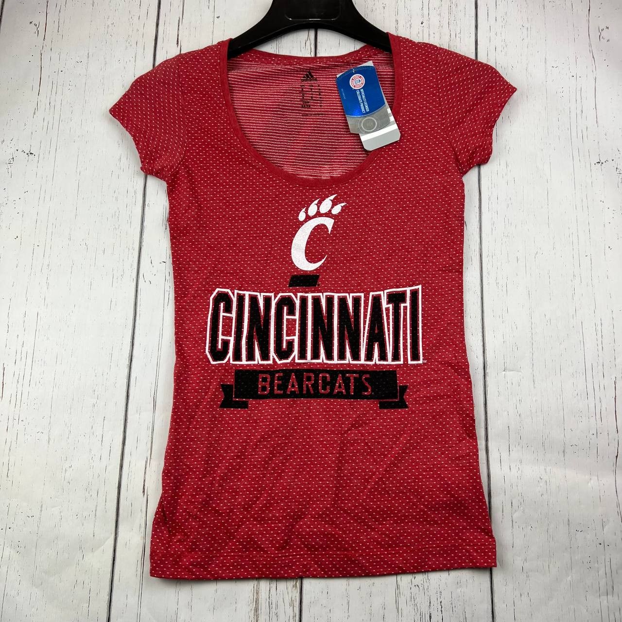 Adidas Cincinnati Bearcats NCAA Small Polka Dot T-Shirt New Women Size S / US 4 / IT 40 - 1 Thumbnail