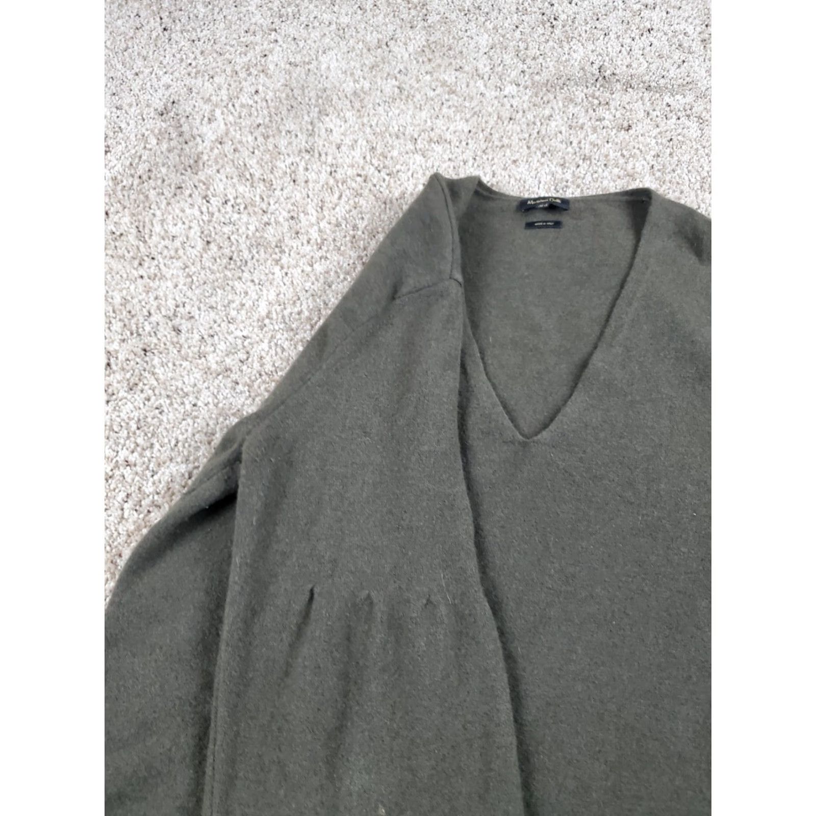 Massimo Dutti Massimo Dutti A-Line Dress Large Womens Green V-Neck Wool Blend Stretch Size L / US 10 / IT 46 - 6 Thumbnail