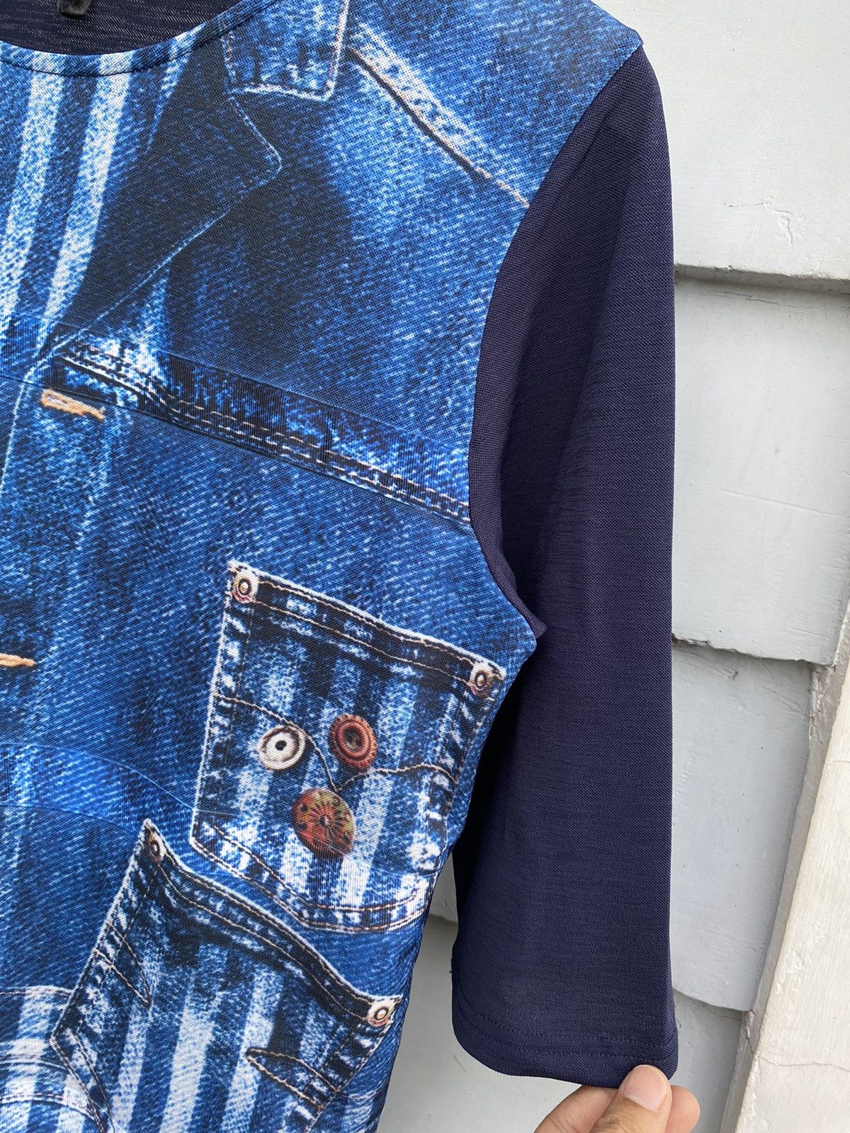Japanese Brand Silver King Denim Pocket Print Art Longsleeve Japanese Size L / US 10 / IT 46 - 4 Thumbnail