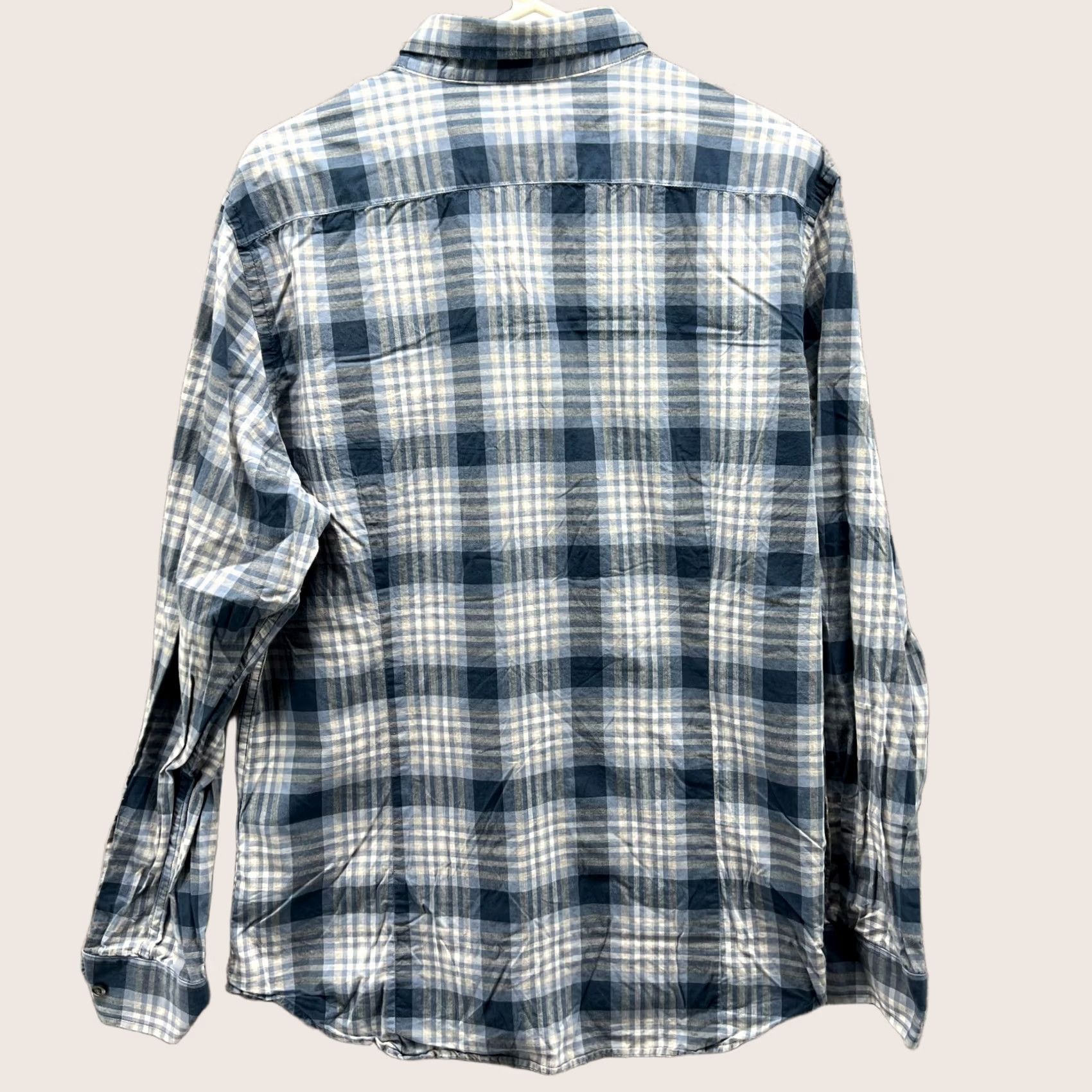 Banana Republic VINTAGE Banana Republic Shirt Men Large Blue Button Down Tailored Slim Plaid Flannel Vintage Size US L / EU 52-54 / 3 - 1 Thumbnail