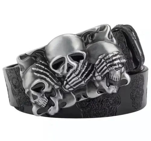 Leather Skull Leather Belts Size ONE SIZE - 3 Thumbnail