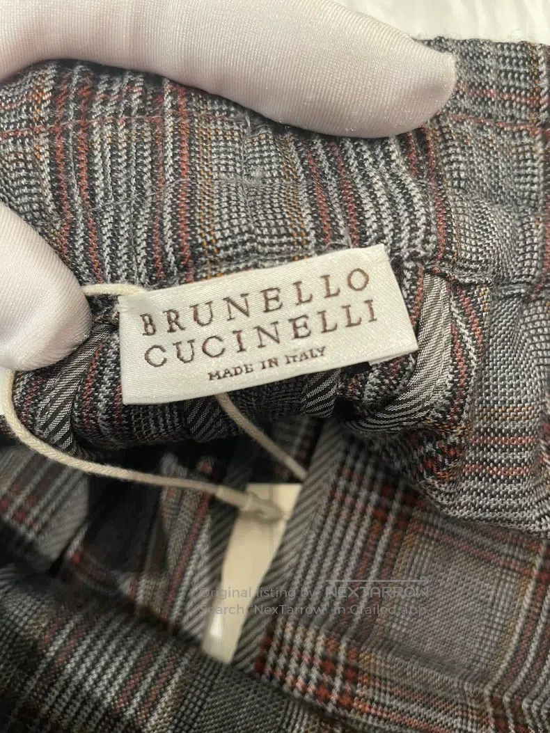 Brunello Cucinelli Brunello Cucinelli Color-Blocked Plaid Beaded New Wool Tro Size 27" / US 4 / IT 40 - 6 Thumbnail