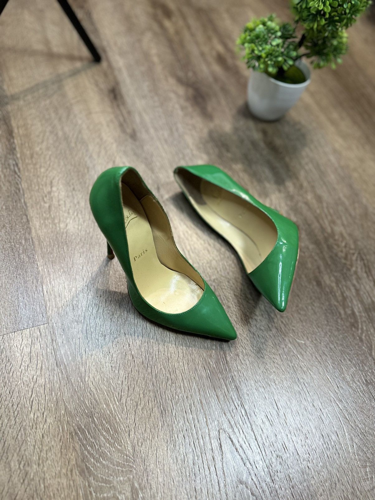 Christian Louboutin Christian Louboutin Green Patent Leather Kate Pumps Size US 6 / IT 36 - 2 Thumbnail