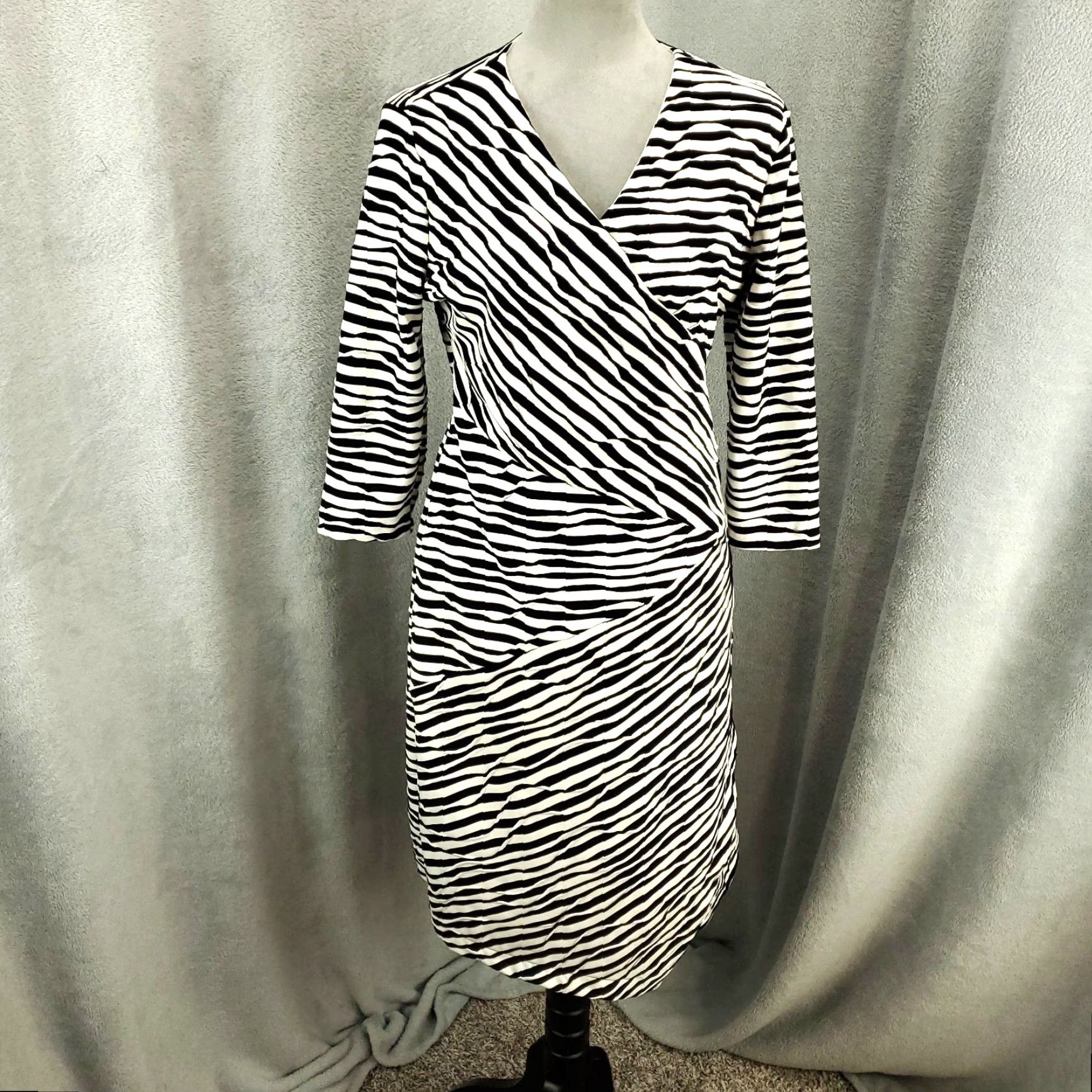 Vintage Chicos Zebra Print Dress Womens Medium Artsy Animal Pattern Textured Chicos Size M / US 6-8 / IT 42-44 - 2 Thumbnail