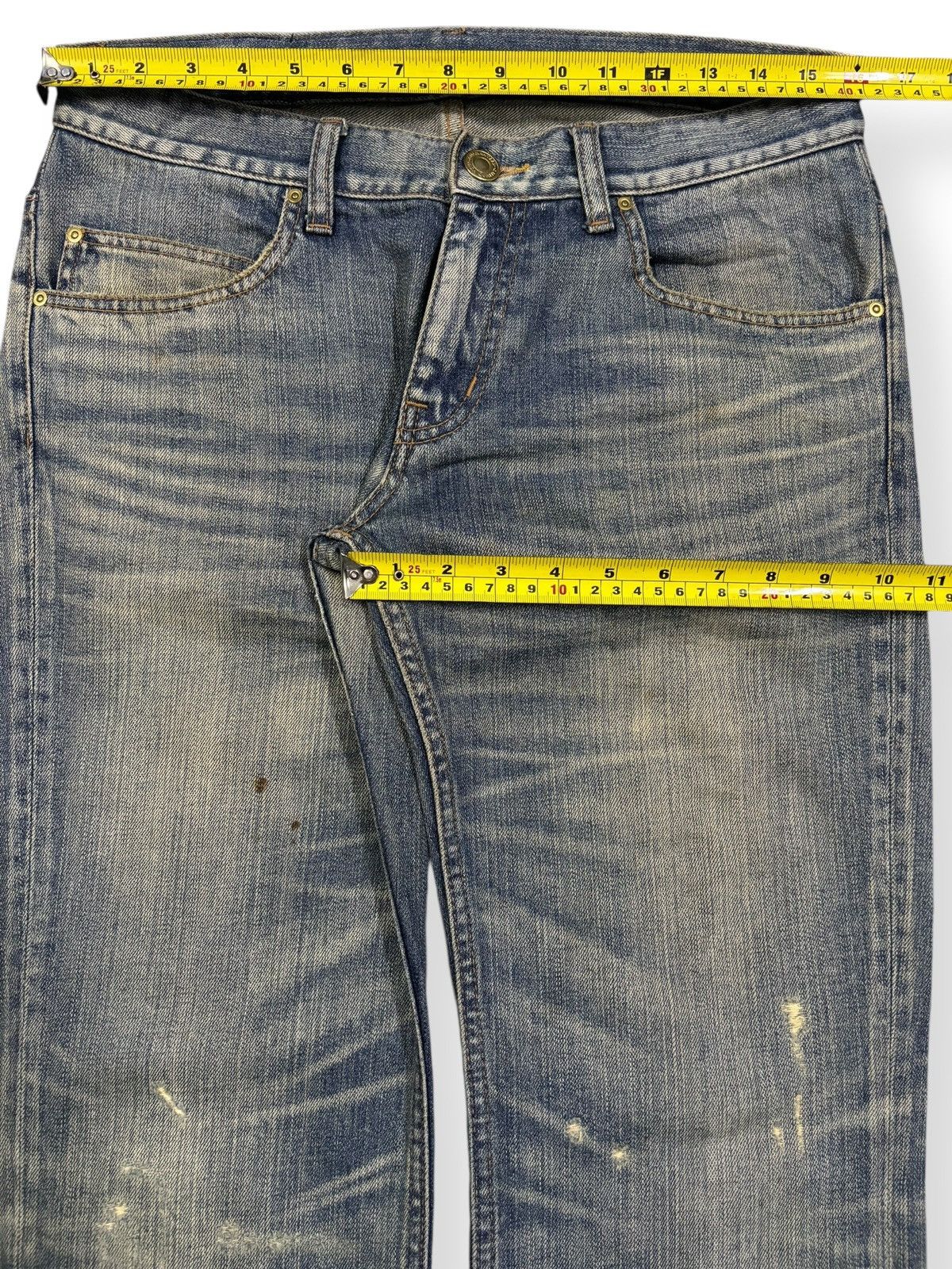 Japanese Brand Vintage Union Station Mud Washed Whiskers Distressed Jeans Size US 32 / EU 48 - 12 Thumbnail