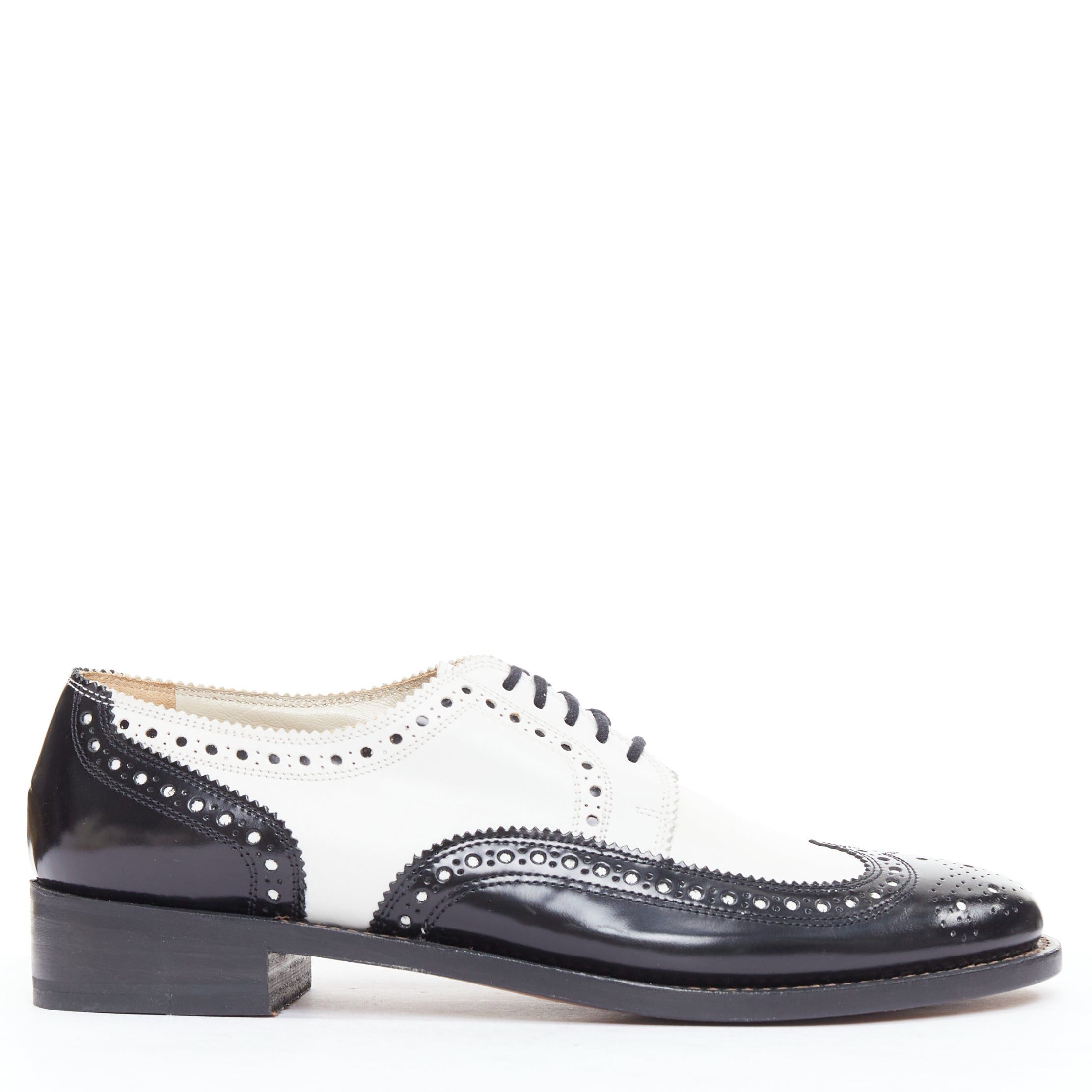 Robert Clergerie ROBERT CLERGERIE black white leather bicolor derby brogue UK7 EU40 Size US 7 / IT 37 - 1 Thumbnail