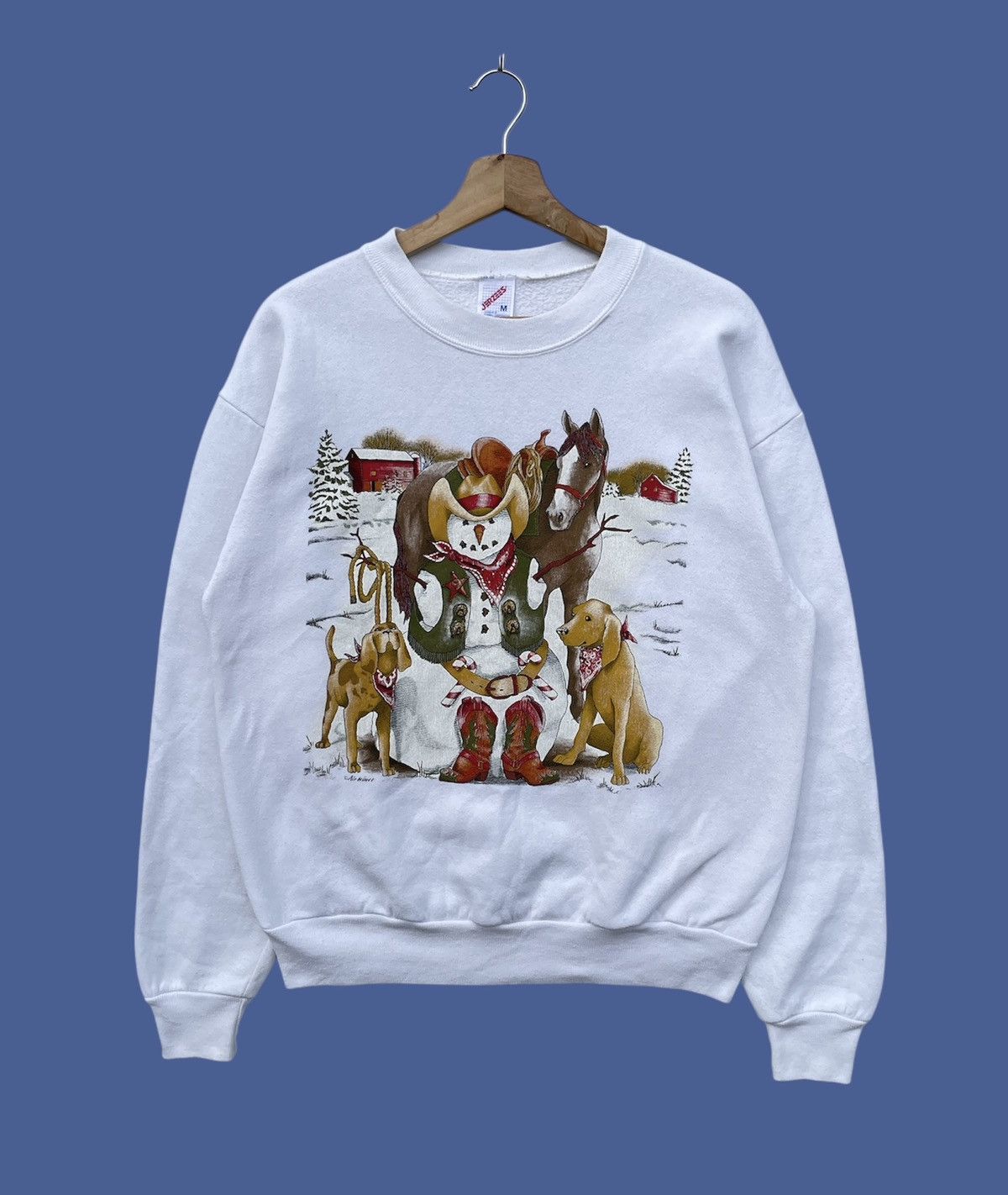 Vintage 🔥Accept Binding🔥 Vintage 90s Snowman Christmas Sweatshirt Size US M / EU 48-50 / 2 - 1 Thumbnail