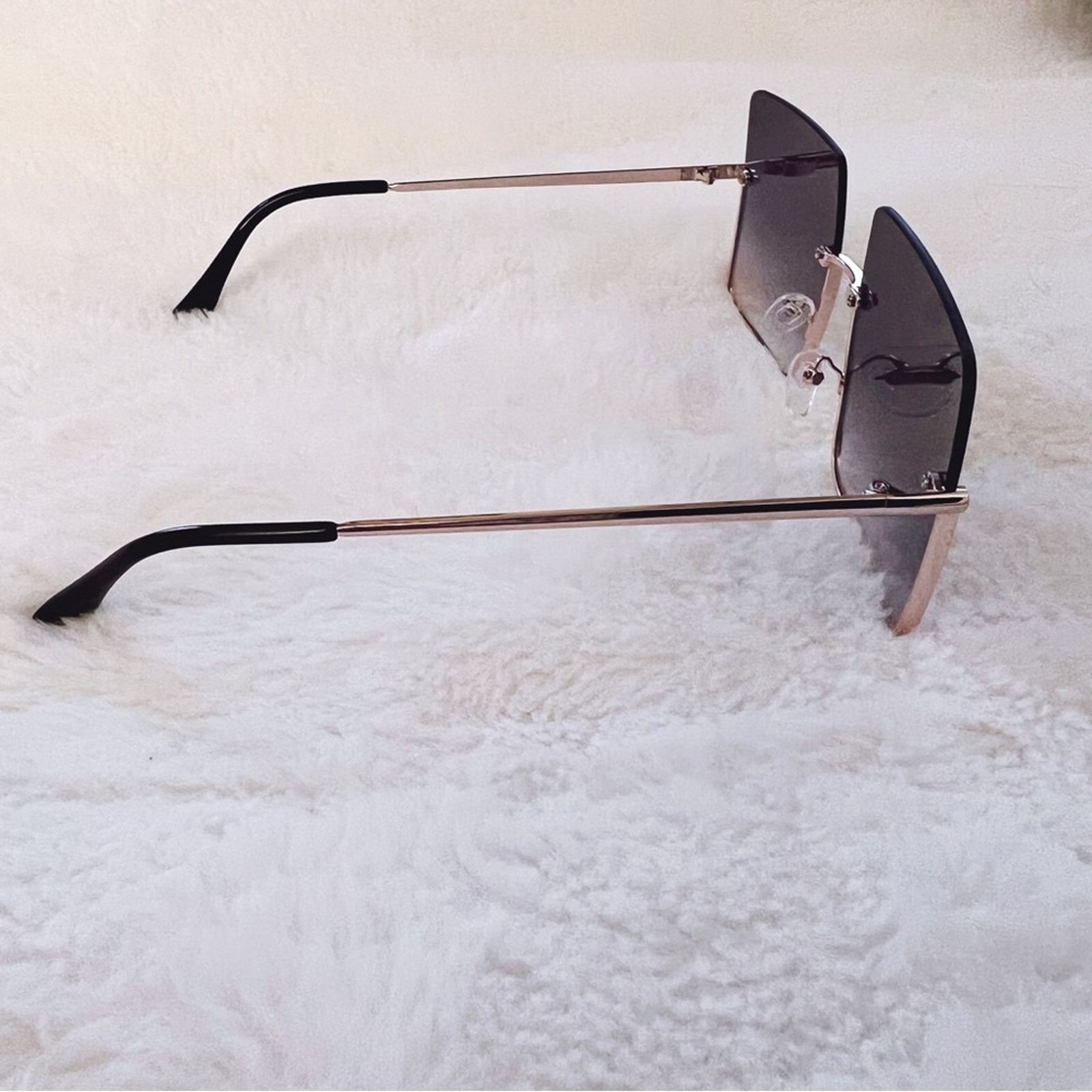 Other Blair Black Modern Rectangle Half Rim Sunglasses Size ONE SIZE - 5 Thumbnail