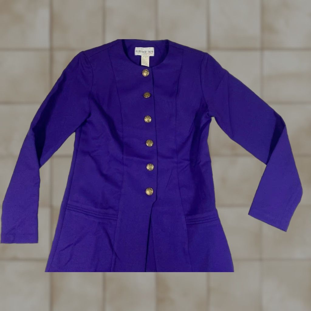 Vintage Bedford Fair Jacket Womens Blue Lightweight 6 Tall Pea Coat Casual Winter Button Front Womens Size M / US 6-8 / IT 42-44 - 1 Thumbnail