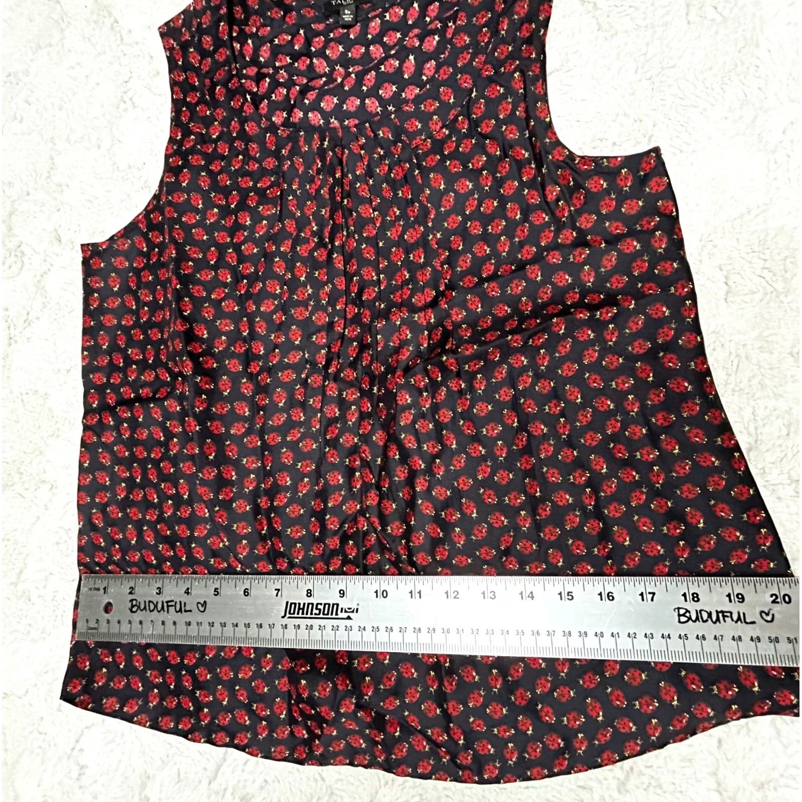 Talbots Talbots Blouse Shirt Sleeveless Silk Pleated Neck PS Women Blue Red Ladybug Pattern Size S / US 4 / IT 40 - 7 Thumbnail