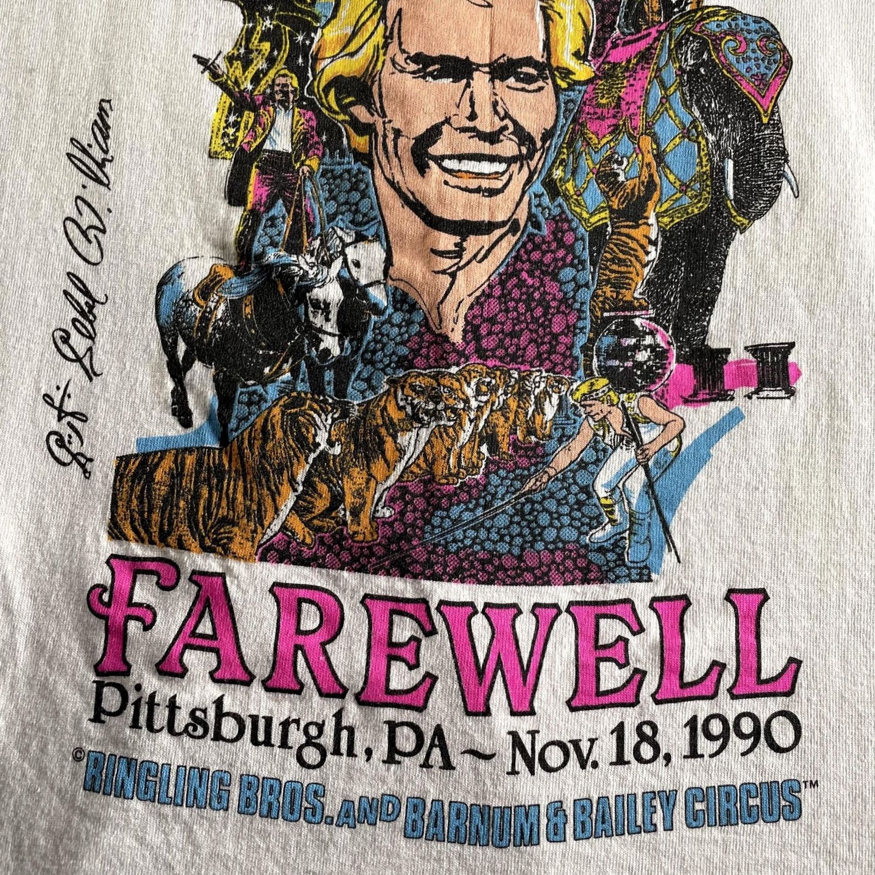 Vintage Vintage Ringling Bros Circus Gunther Gebel-Williams Shirt XL White 1990 Mens Size US XL / EU 56 / 4 - 4 Thumbnail