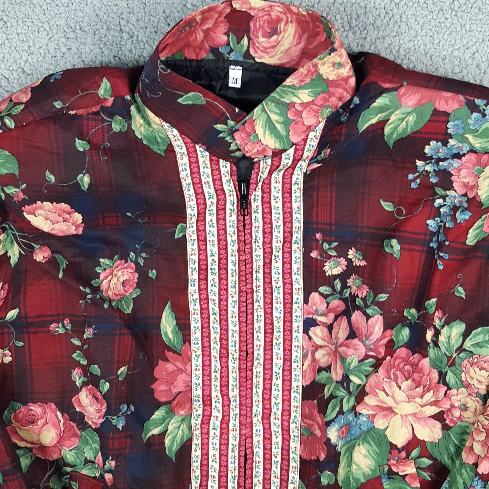 Pinko VINTAGE Infinity Chic Windbreaker Jacket Women's M Pink Plaid Floral Zip Up 80s 90s Boho Outdoor Autumn Seasonal Full Zip Lightweight Size M / US 6-8 / IT 42-44 - 2 Thumbnail