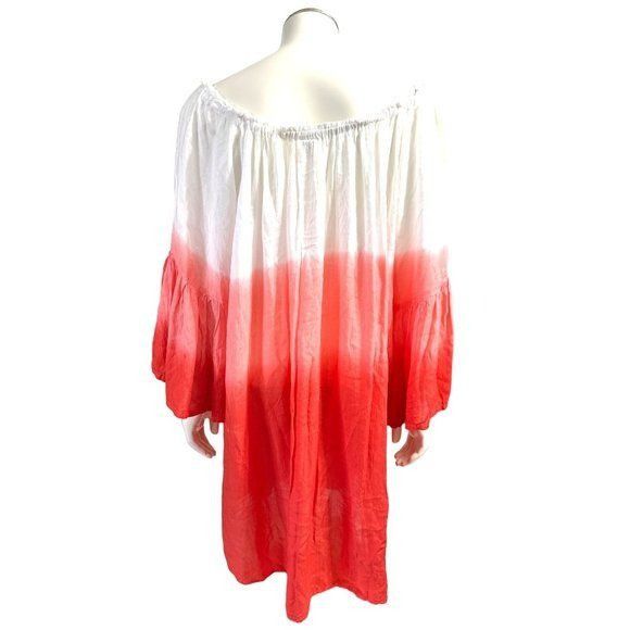 Other 7 Islands XL Dip Dye Red White Rayon Tunic Dress India Boho Size XL / US 12-14 / IT 48-50 - 6 Thumbnail
