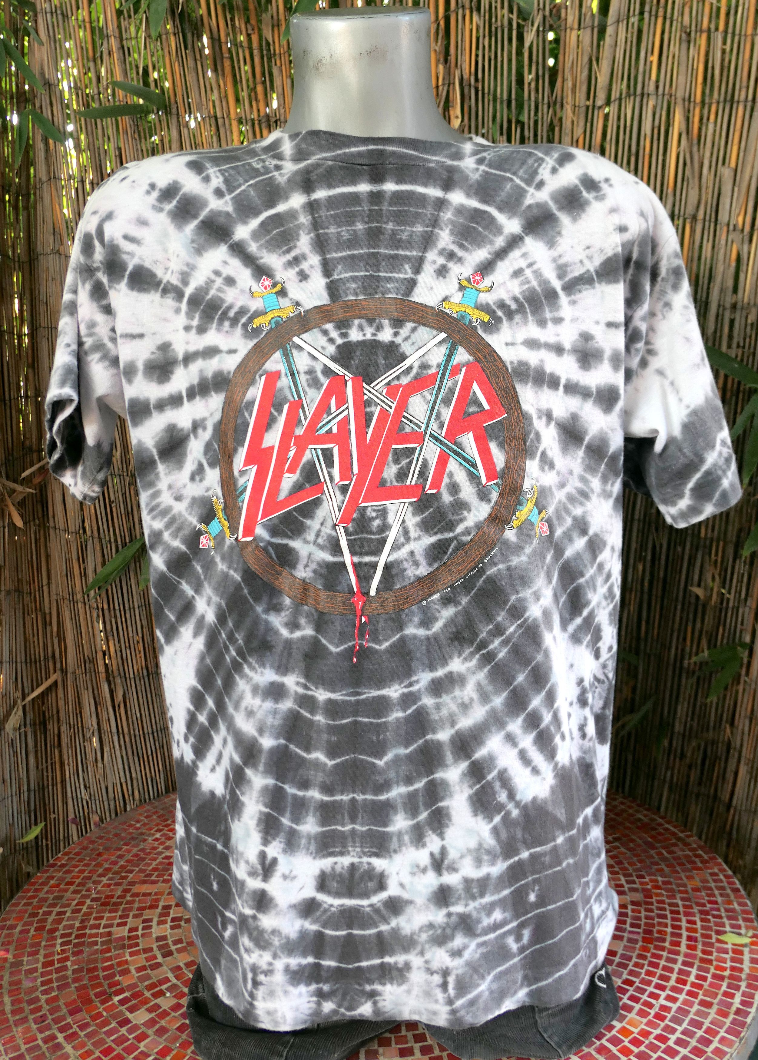 Vintage 90's Vintage 1990 SLAYER Tie Dye T Shirt XL Size US XL / EU 56 / 4 - 1 Thumbnail