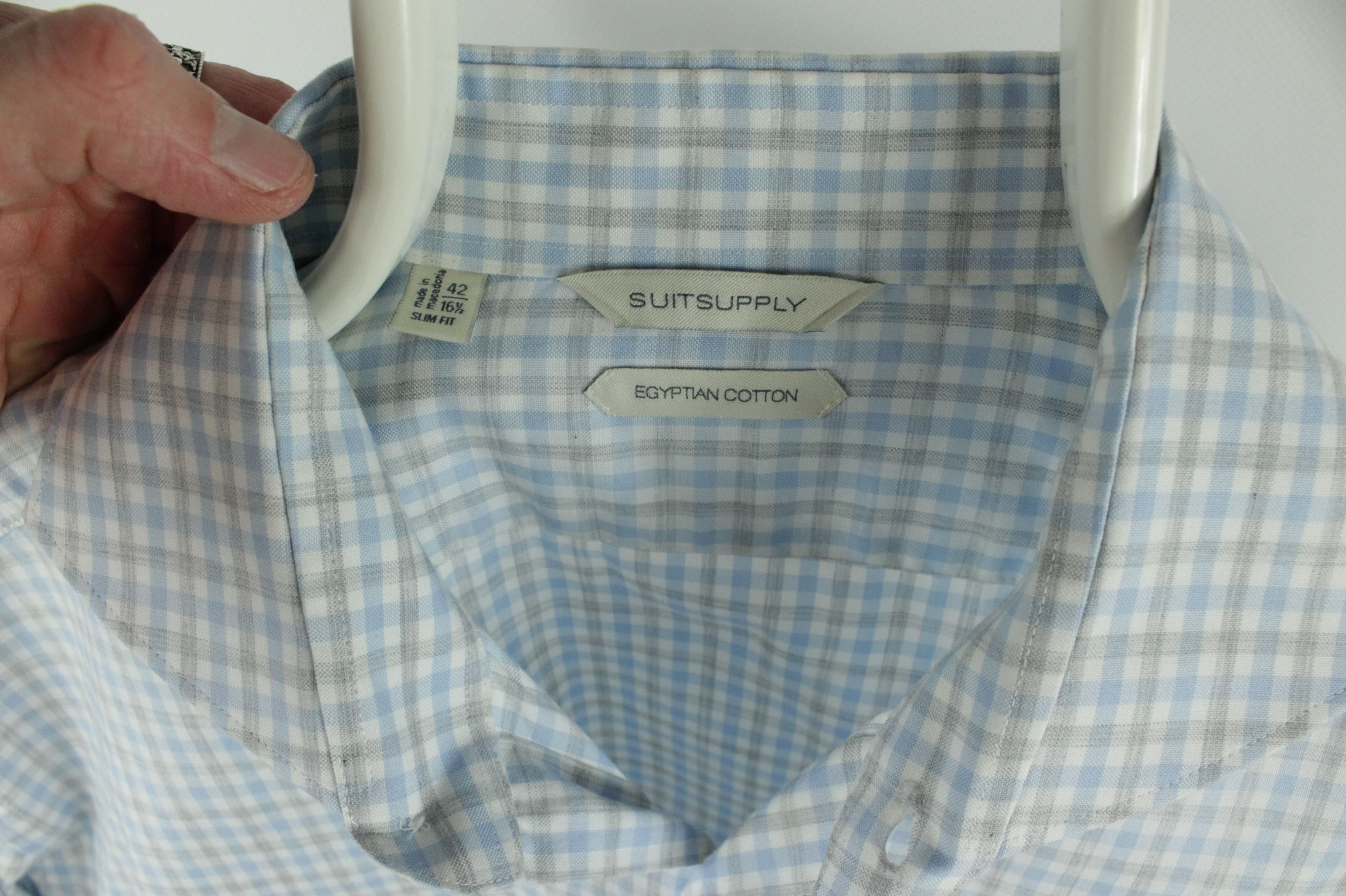 Designer × Suitsupply Suitsupply Albini Egyptian Cotton Slim Fit Plaid Dress Shirt Size US L / EU 52-54 / 3 - 3 Thumbnail