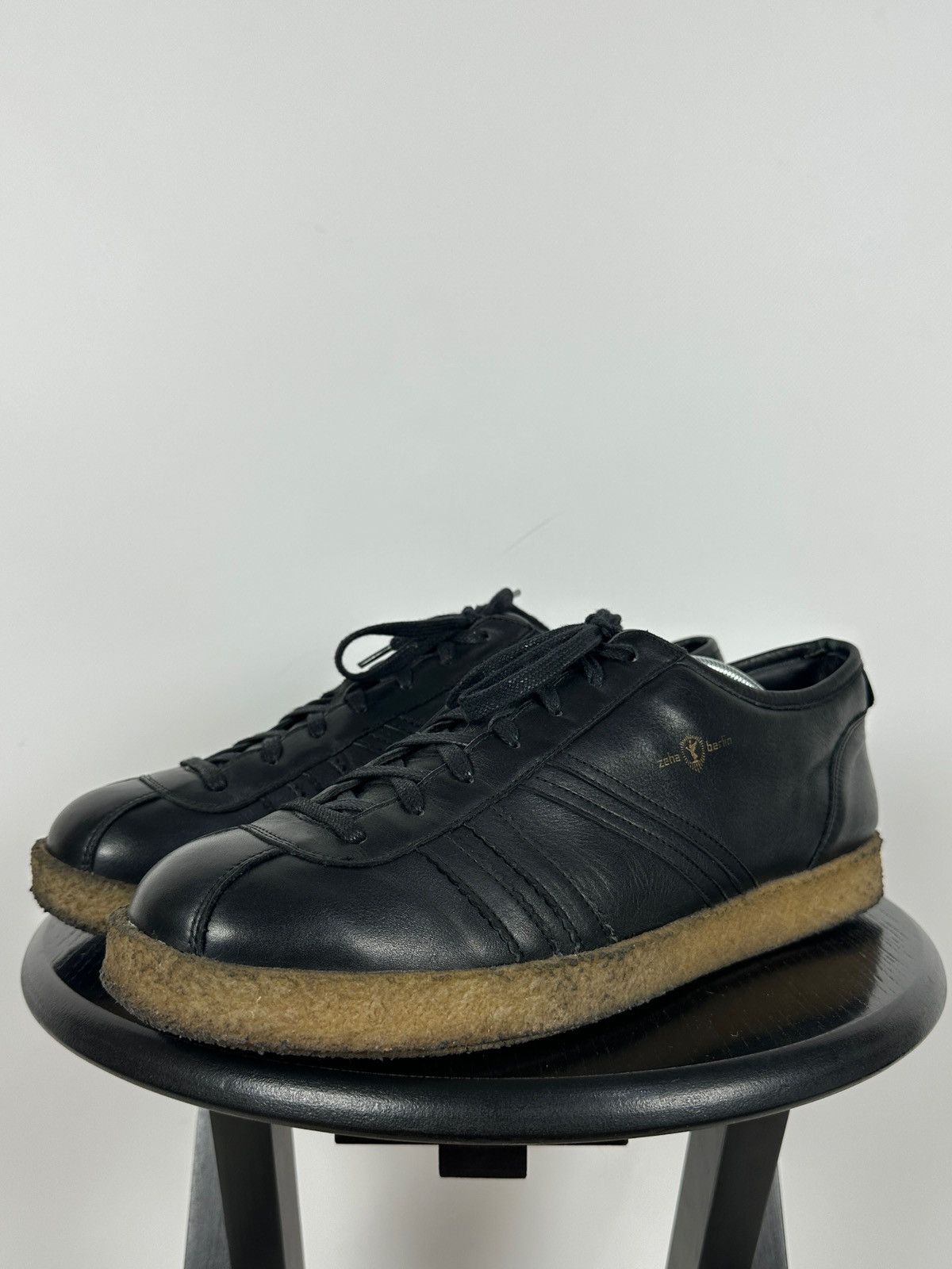 Designer Zeha Berlin Low Top Black Leather Sneakers Size US 13 / EU 46 - 12 Thumbnail