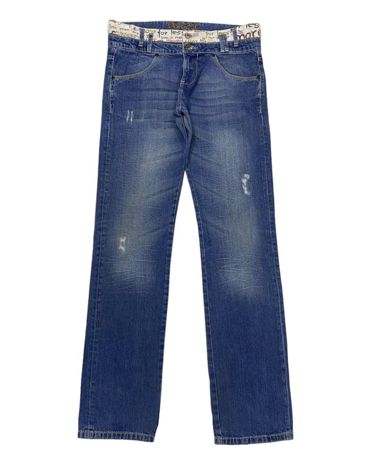 If Six Was Nine 🔥DESIGUAL DOUBLE WAIST DISTRESS DENIM JEANS PPFM STYLE Size US 33 - 1 Thumbnail