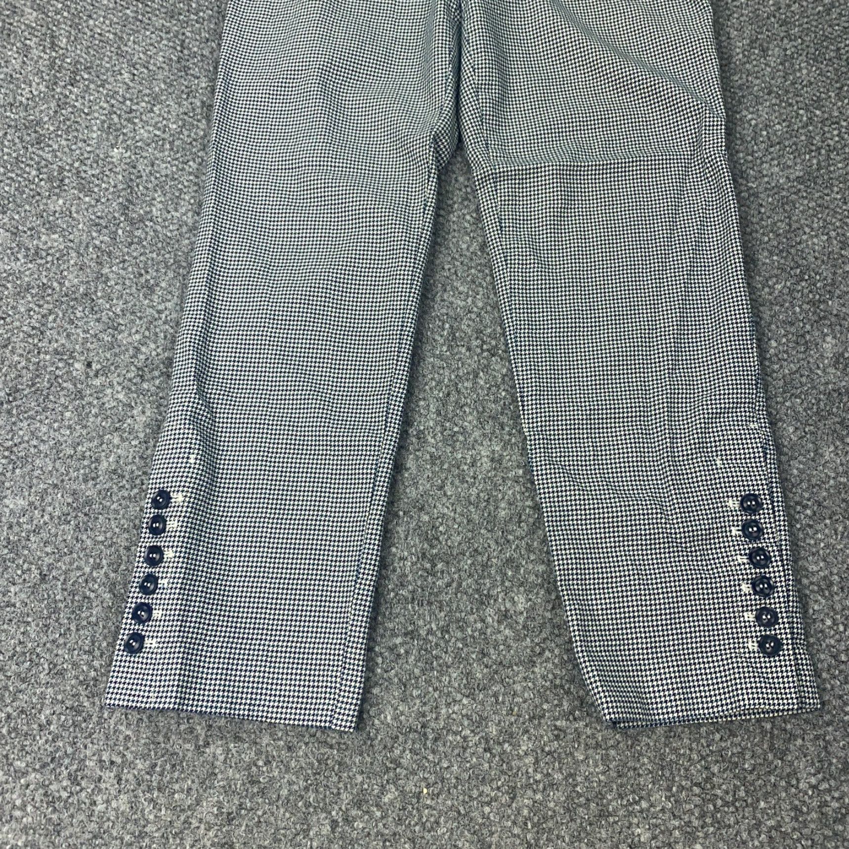 Talbots Talbots Chatham Pants Women Size 8 Blue/White Houndstooth Stretch Flat Front Straight Leg Dress Pants Womens Size 31" - 3 Thumbnail