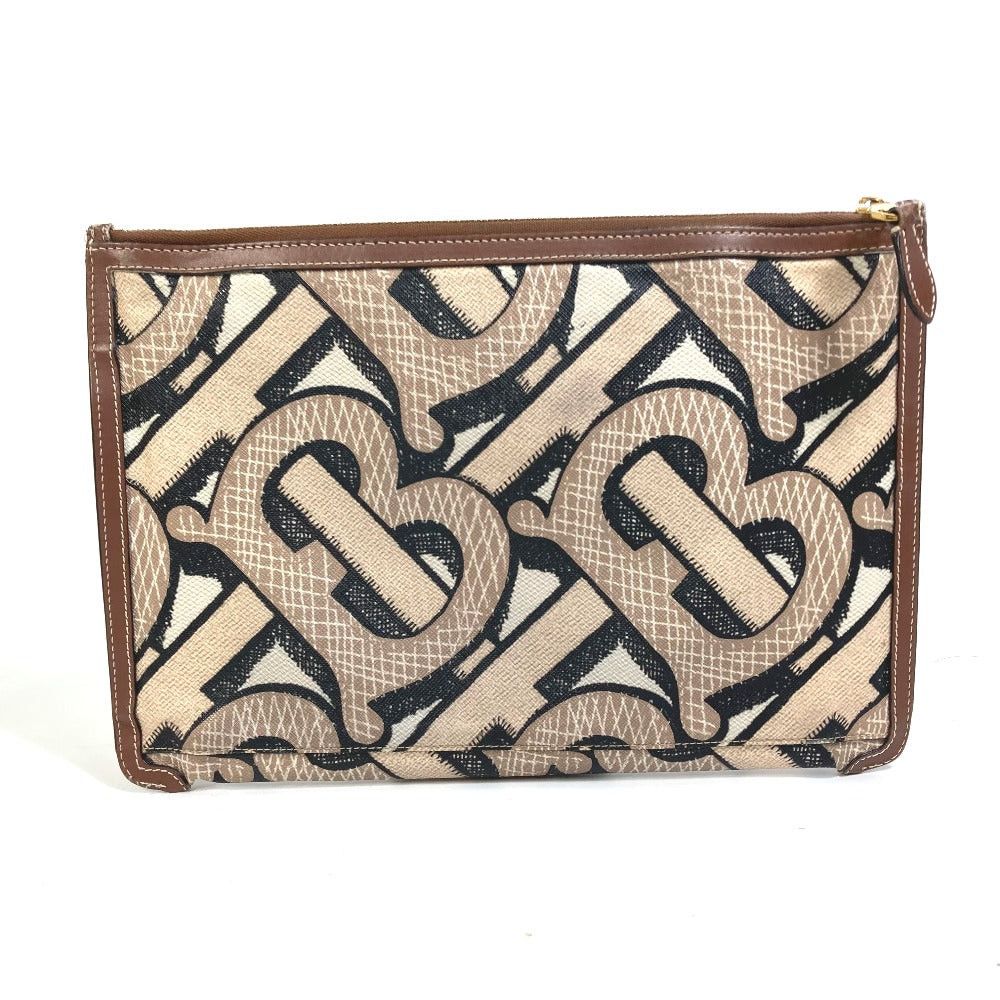 Burberry Bag Tb Full Pattern Clutch Zipper Zip Pvc/Leather Men
