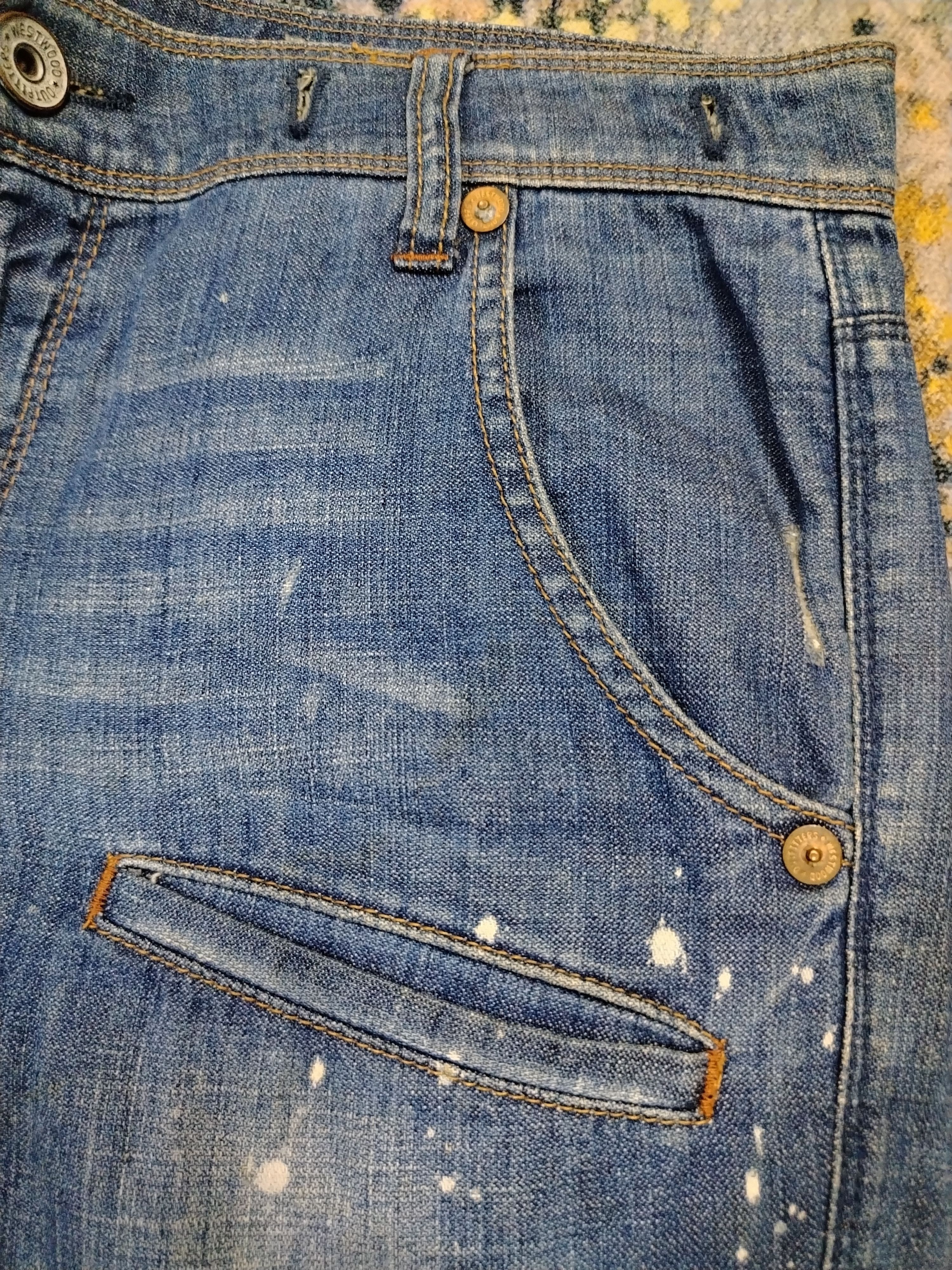 Designer Westwood Outfitters paint splatter ripped denim Size 32" / US 10 / IT 46 - 9 Thumbnail