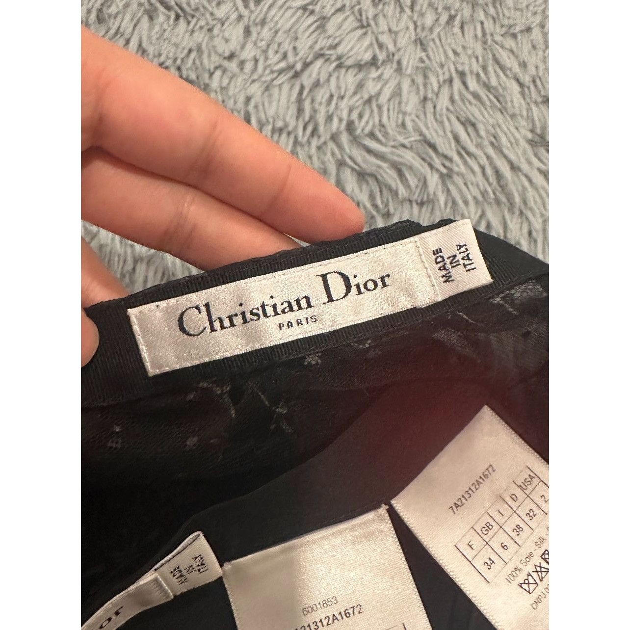 Dior Christian Dior Paris Black Embroidered Long Sleeve Sheer Top Size 34" / US 12 / IT 48 - 3 Thumbnail