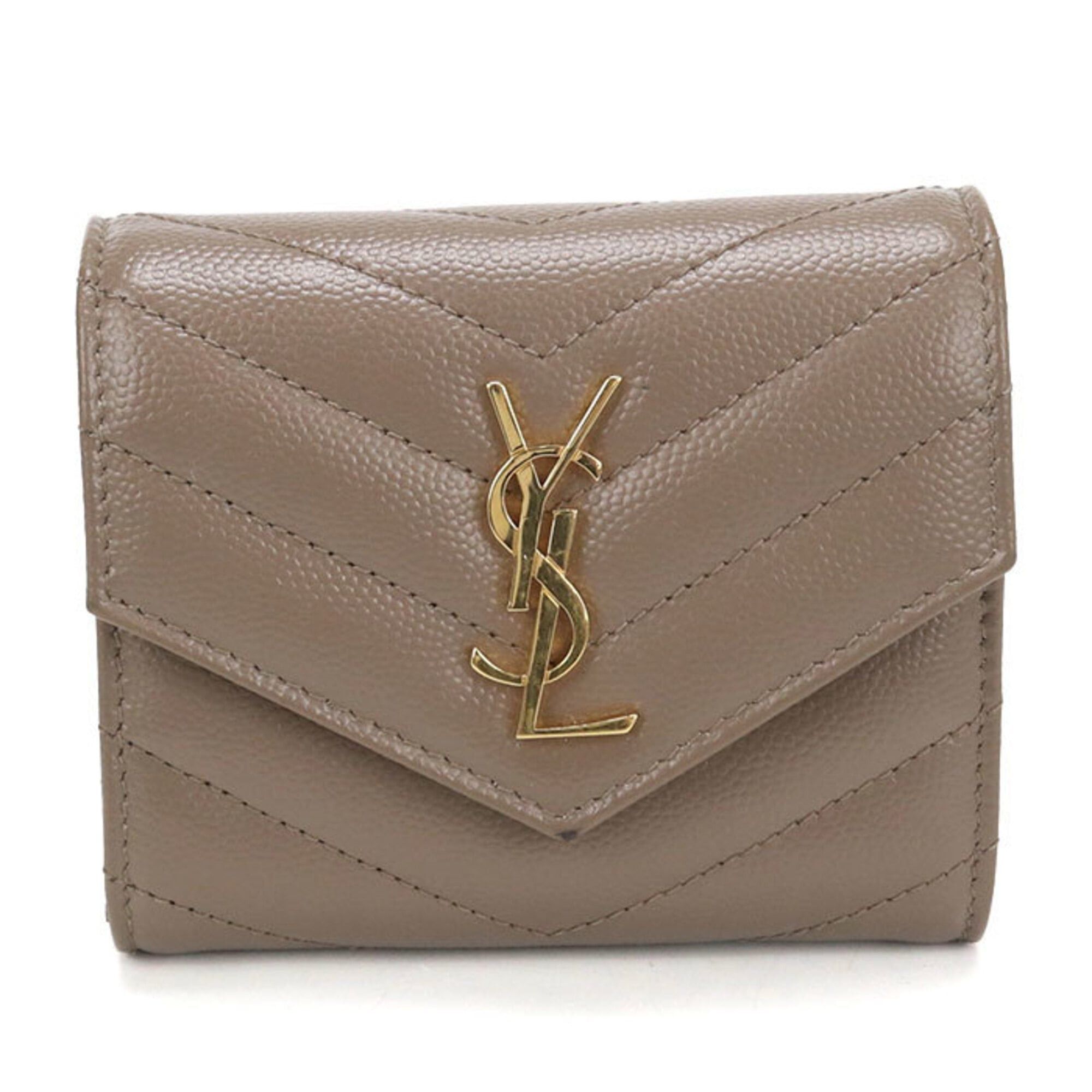 Saint Laurent Paris Saint Laurent Tri-fold Wallet 692031 Multifold Monogram Women's Brown Size ONE SIZE - 1 Thumbnail