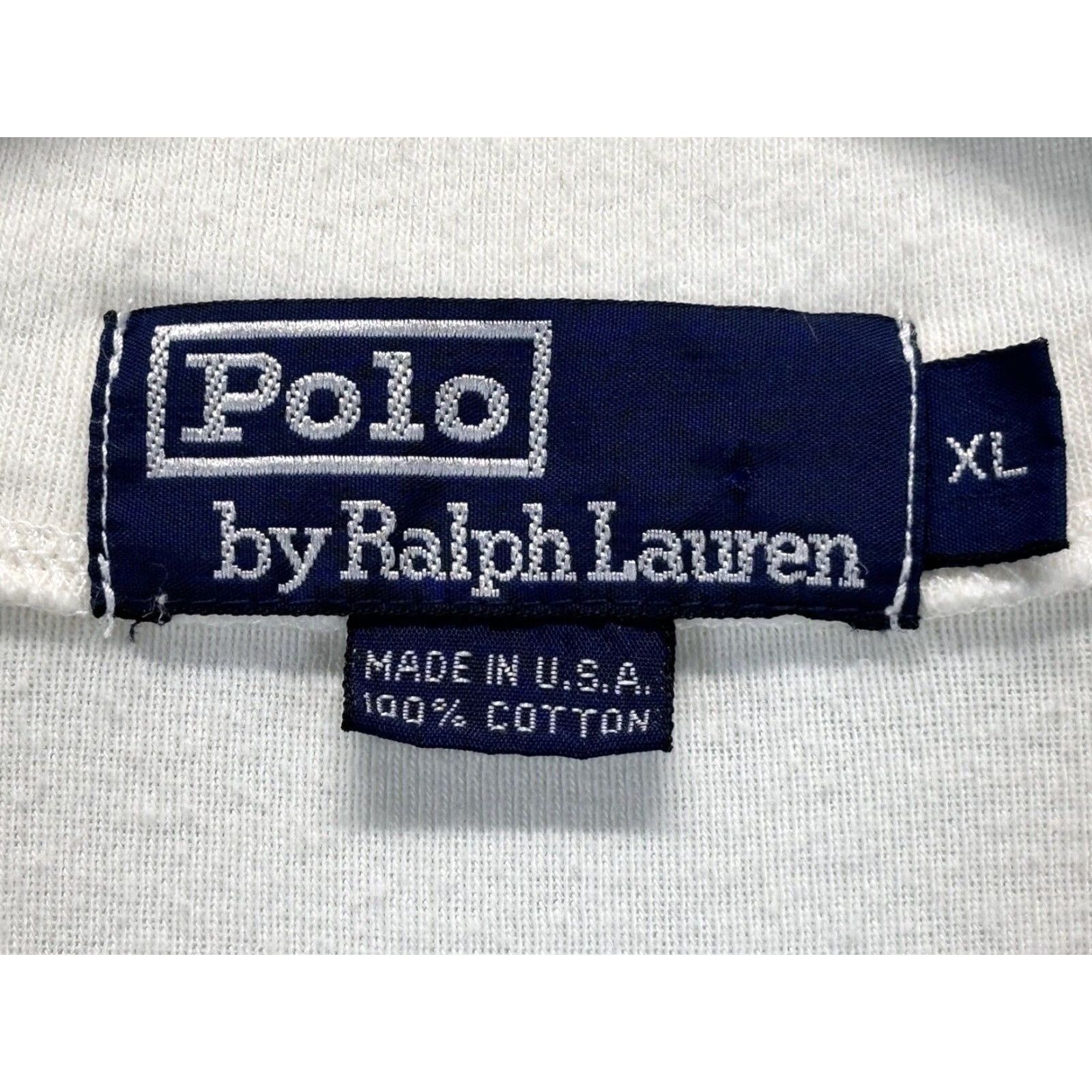 Ralph Lauren VINTAGE Ralph Lauren Polo Knit Shirt Men XL White Navy Striped 90s USA Casual Short Sleeve Cotton Knit Mens Size US XL / EU 56 / 4 - 4 Thumbnail