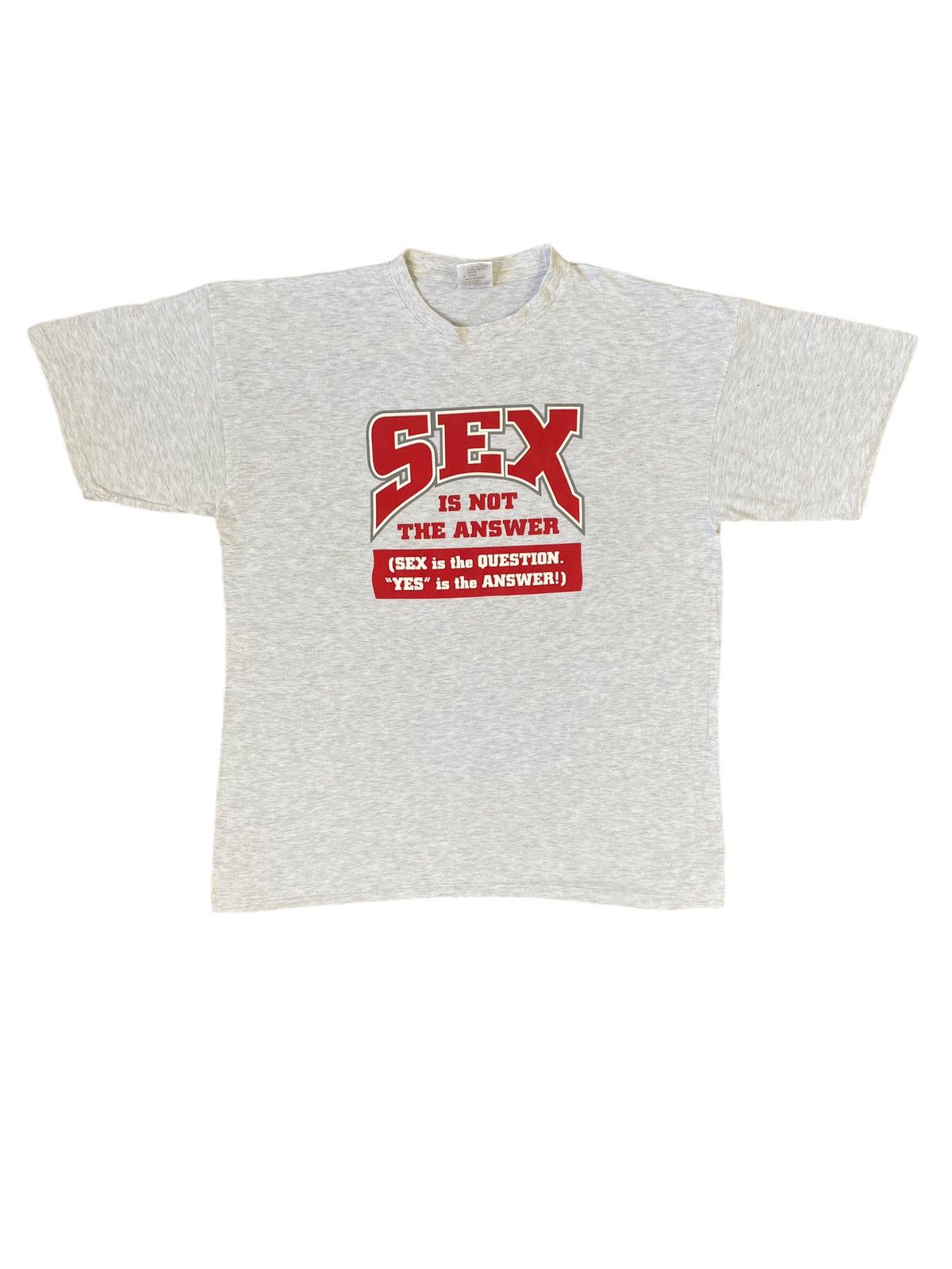 Vintage Vintage 90s Sex is The Answer Funny Saying Graphic Tshirt Size US XL / EU 56 / 4 - 1 Thumbnail