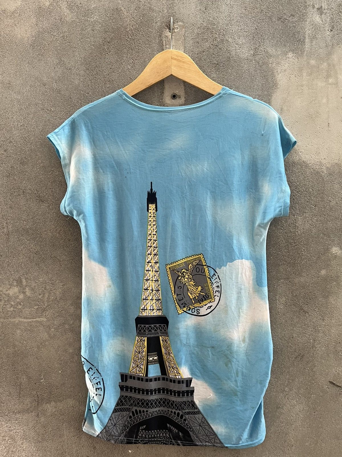 Jean Paul Gaultier × Kenzo × Moschino Vintage Eiffel Tower Paris Tee – All Over Print Sky Blue Size US S / EU 44-46 / 1 - 2 Thumbnail