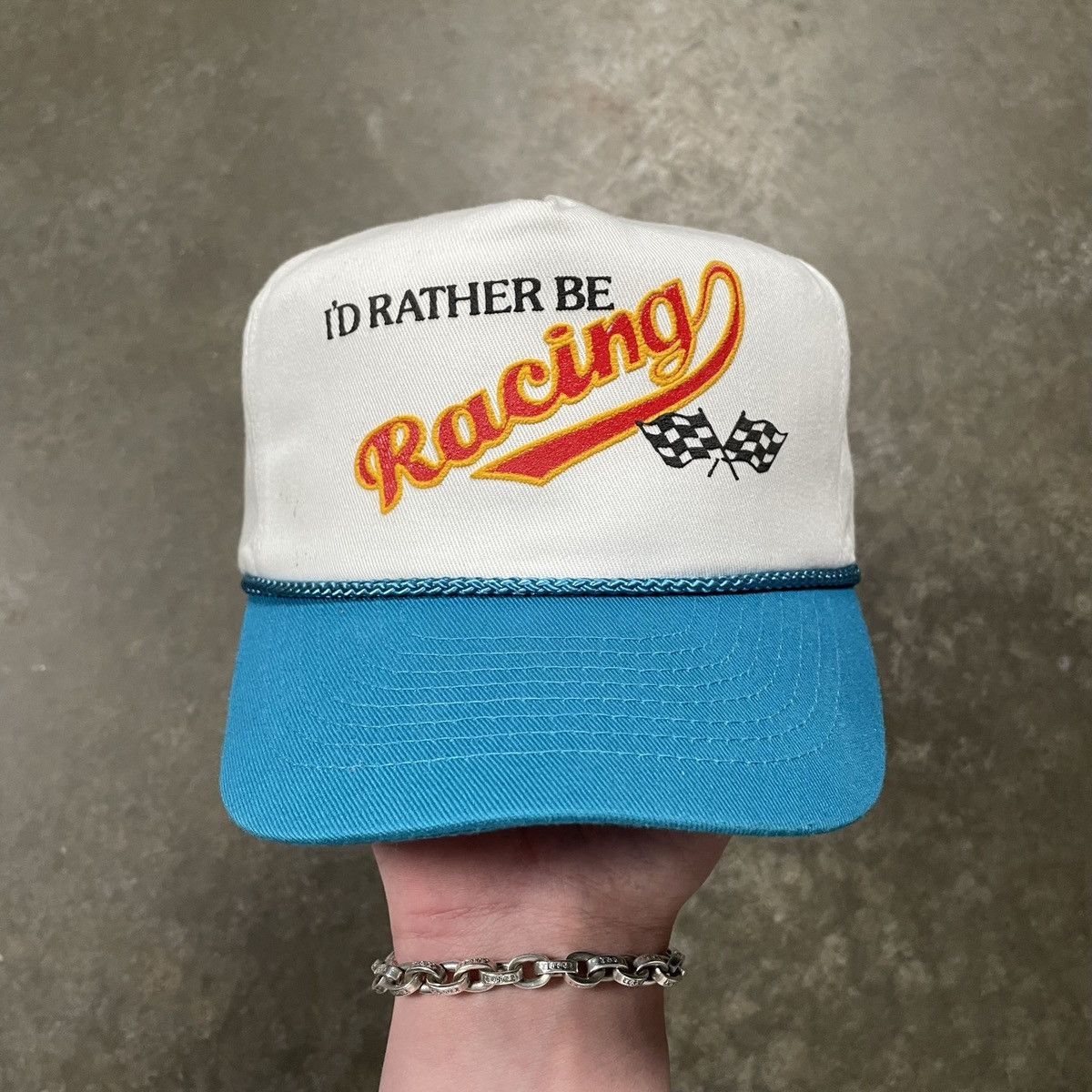 NASCAR × Vintage Vintage 90s “I’d Rather be Racing” Nascar Trucker Hat Funny Size ONE SIZE - 1 Thumbnail