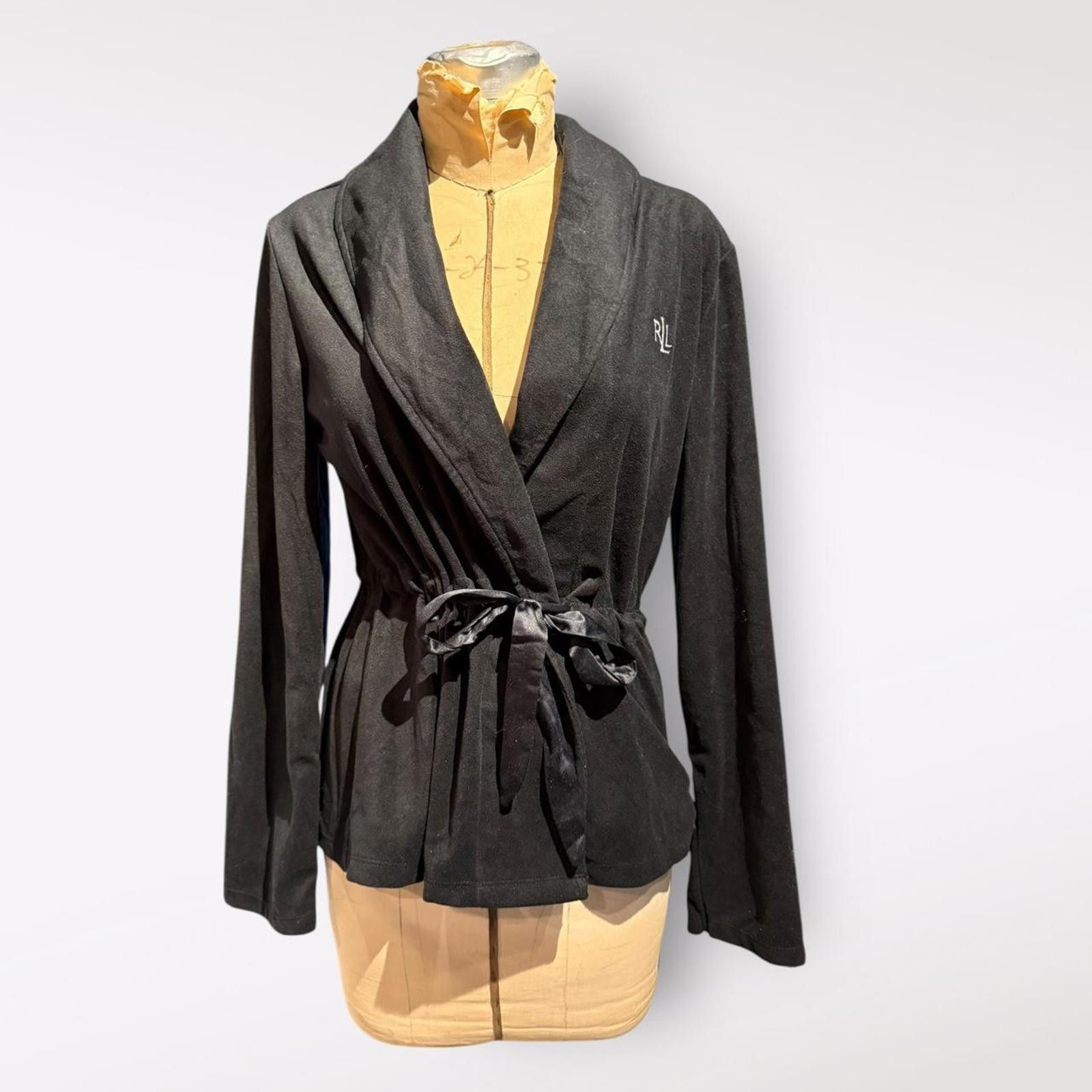 Lauren Ralph Lauren Ralph Lauren Women's Black Wrap Smoking Jacket Size L Size L / US 10 / IT 46 - 1 Thumbnail