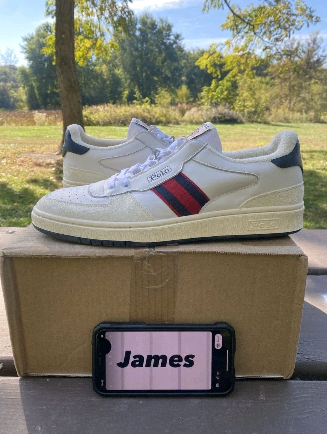 Polo Ralph Lauren Ralph Lauren Polo Court Sneakers White Navy Red Retro 001 Size US 11 / EU 44 - 1 Thumbnail