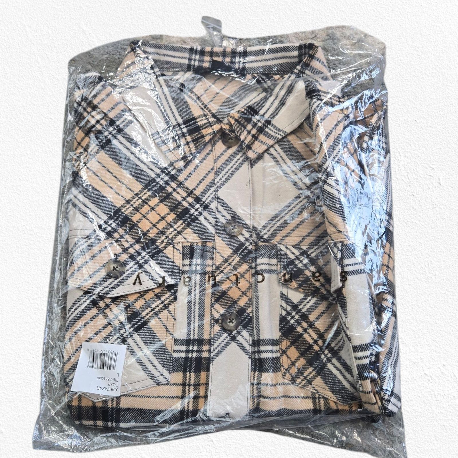 Sanctuary Sanctuary Beige Plaid Button Up Flannel Shacket Size Large Size L / US 10 / IT 46 - 11 Thumbnail