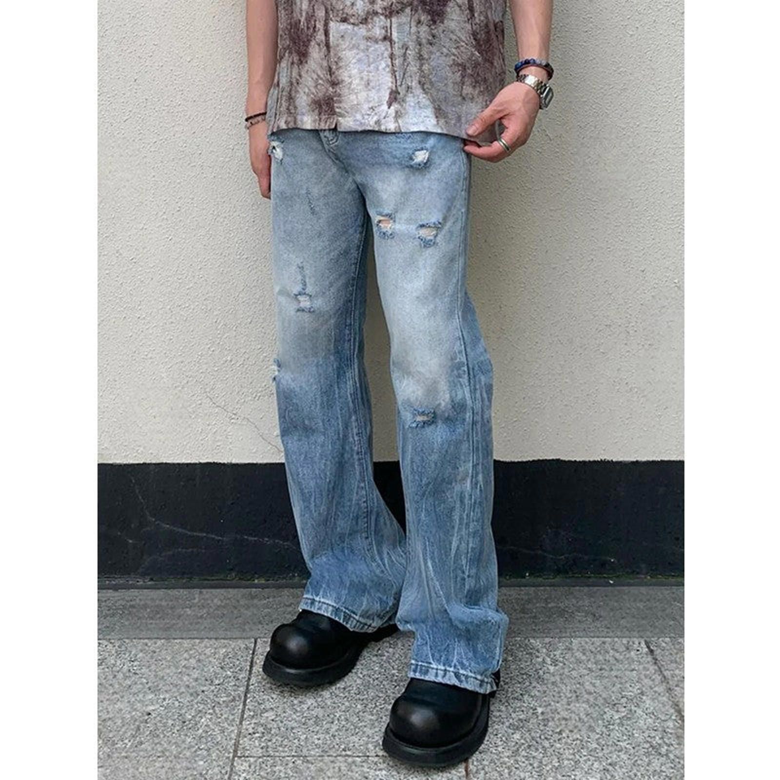 Vintage Distressed Flared Denim Jeans, Bootcut Vintage Jeans Size US 30 / EU 46 - 3 Thumbnail
