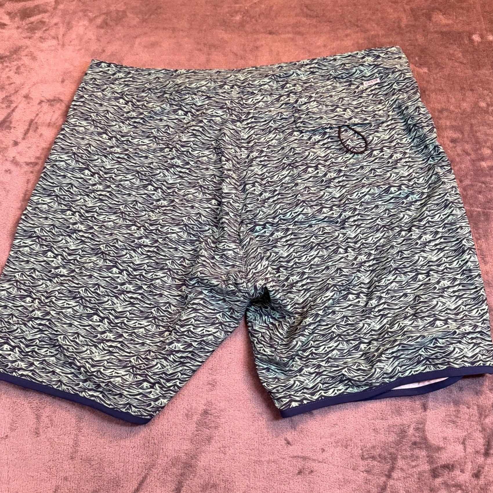 Costa Del Mar Costa Del Mar Board Shorts Mens 40" Teal Wave Print Quick Dry Stretch Surfing Beach Tropical Mens Shorts Size US 40 / EU 56 - 3 Thumbnail