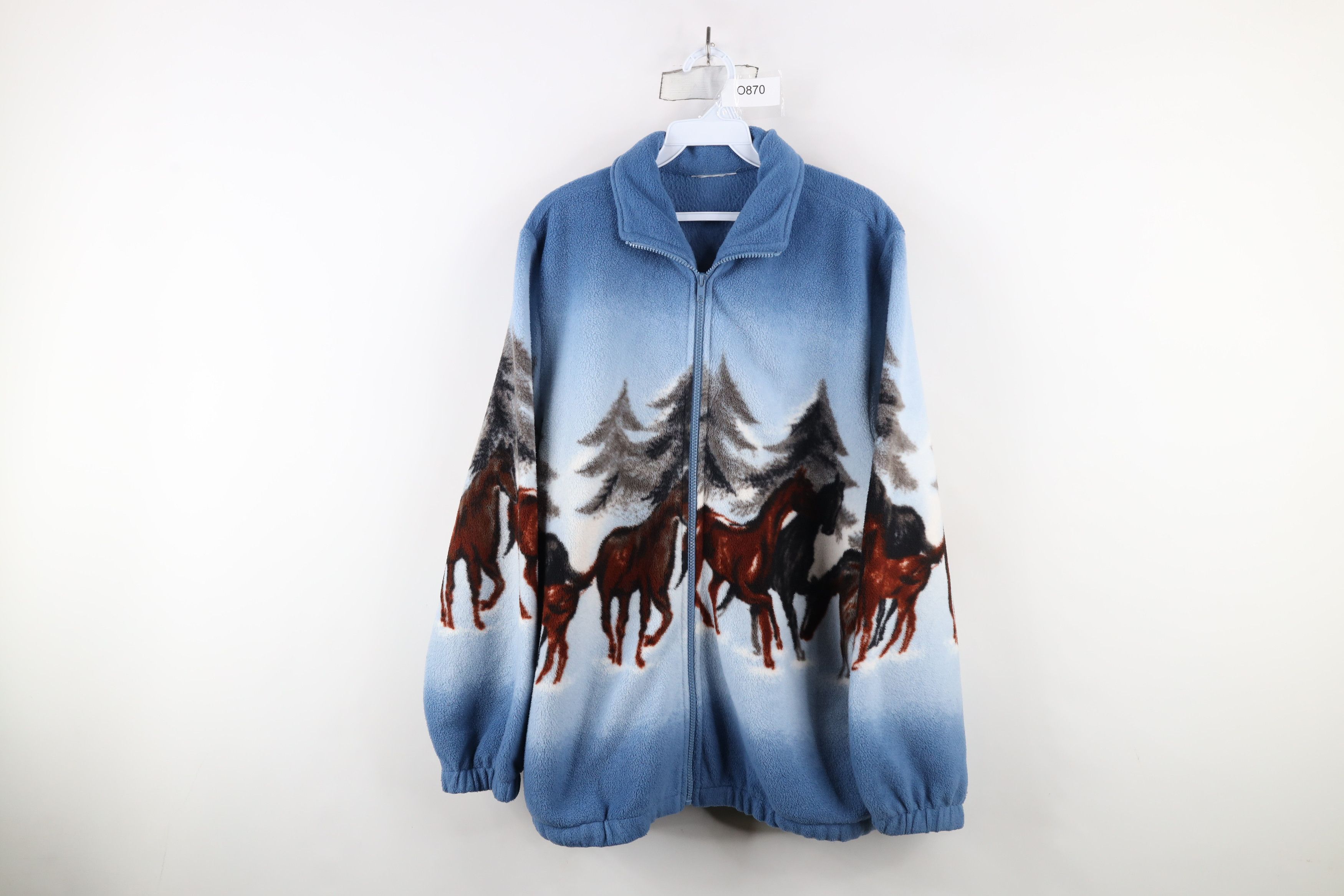 Vintage Vintage 90s Streetwear Equestrian All Print Fleece Jacket Size XL / US 12-14 / IT 48-50 - 1 Thumbnail
