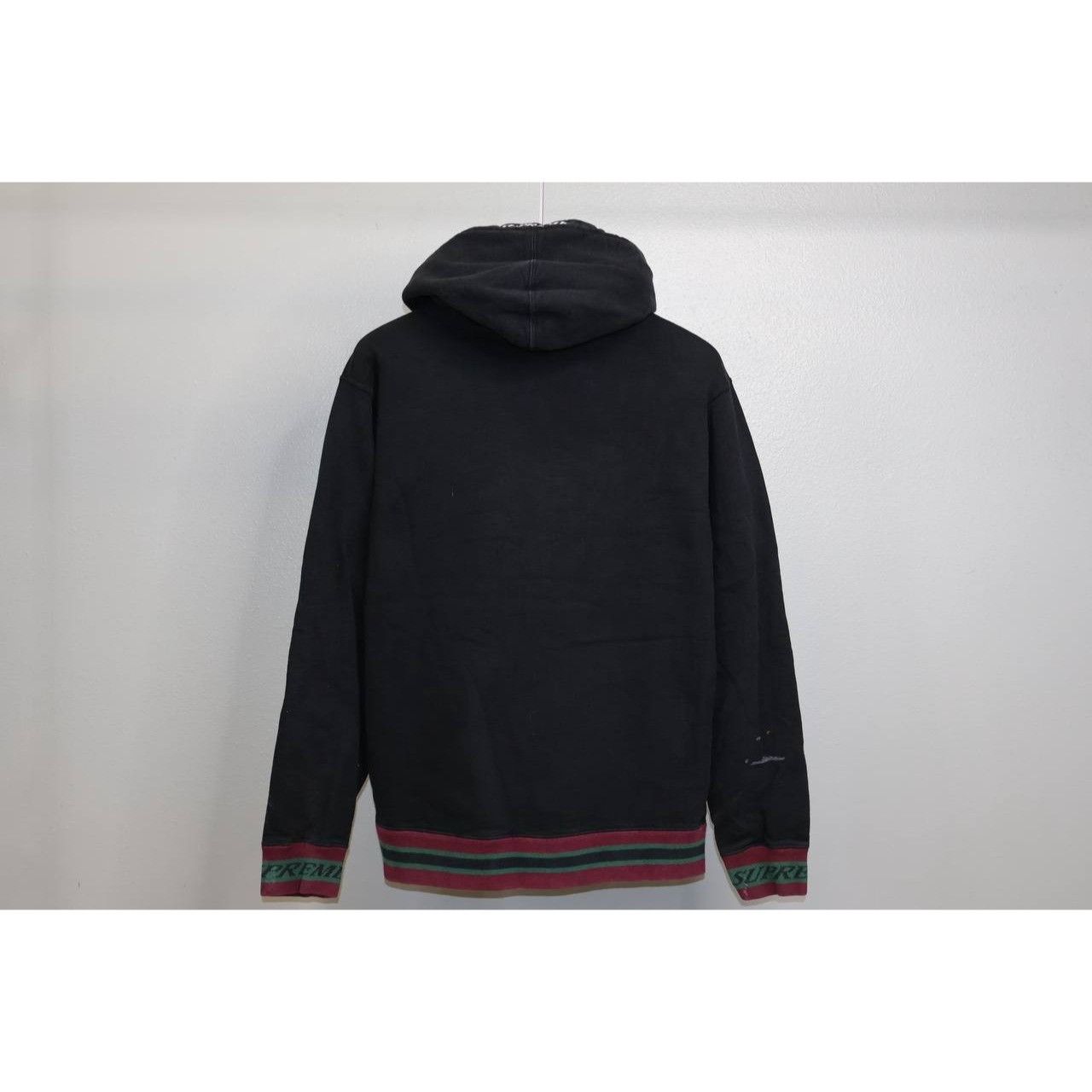 Supreme Supreme Striped Rib Hoodie Black Bleached Box Logo Tag M Size US M / EU 48-50 / 2 - 2 Thumbnail