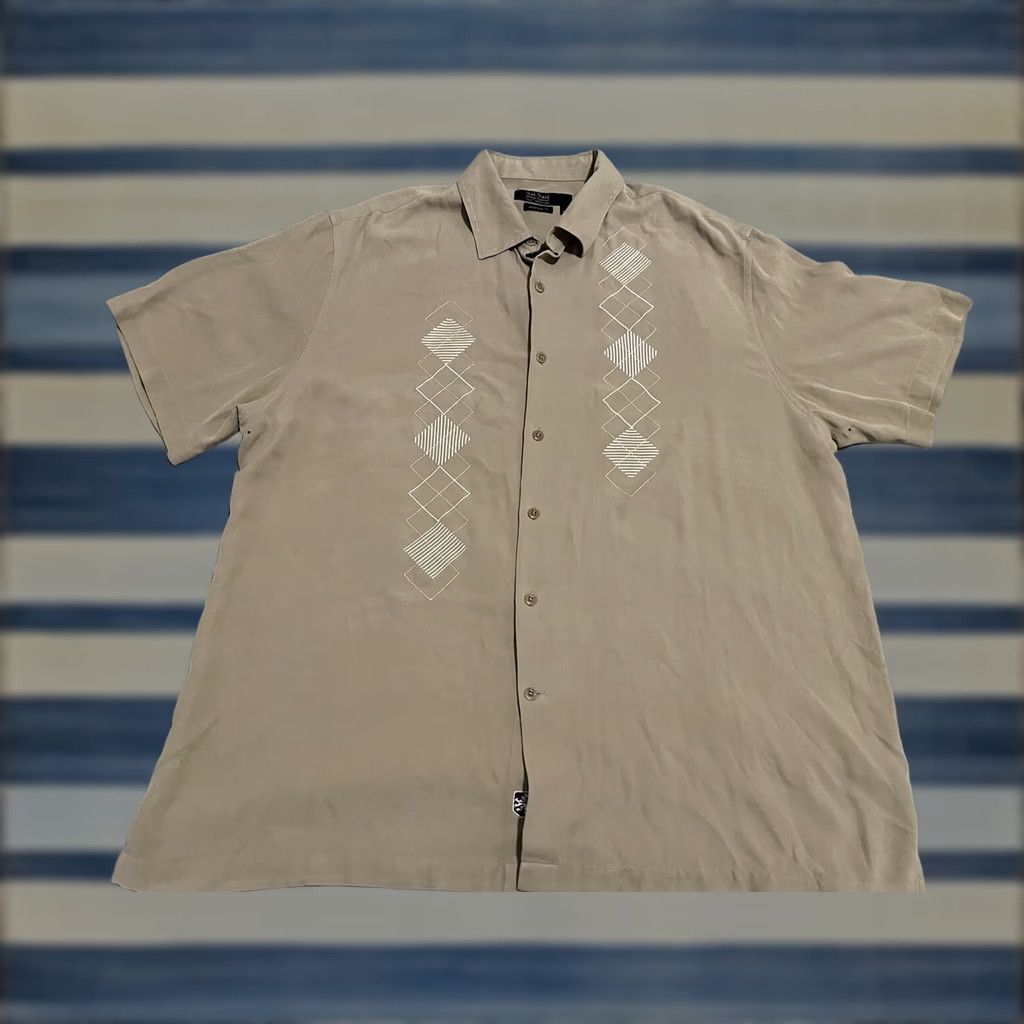 Nat Nast Nat Nast Silk Shirt Diamonds Embroidered American Fit Mens XL Beige Short Sleeve Button-Up Size US XL / EU 56 / 4 - 1 Thumbnail