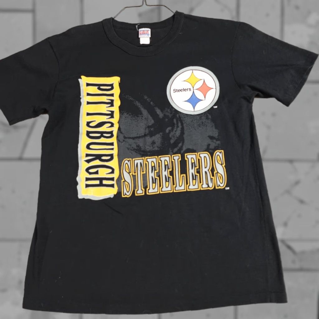 Vintage VINTAGE Pittsburgh Steelers Shirt Medium Black Garan Made in USA Single Stitch Men Crew Neck Short Sleeve Cotton Size US M / EU 48-50 / 2 - 1 Thumbnail