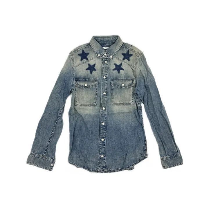 Givenchy Givenchy Givenchy Blue Denim Long Sleeve Star Shirt -2507 Size US M / EU 48-50 / 2 - 1 Thumbnail